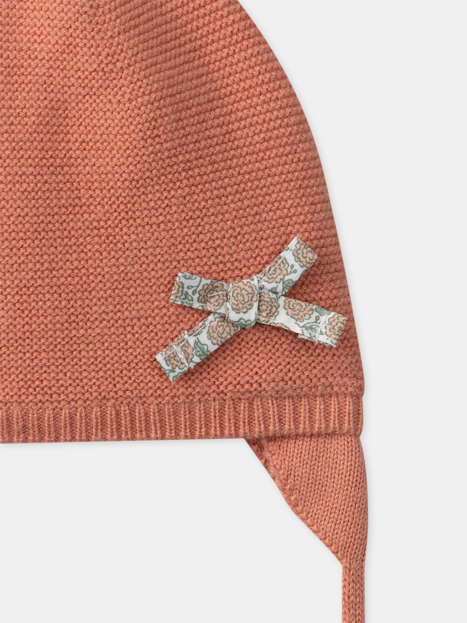 Pink Knit Hat with Bow for Newborn Girl