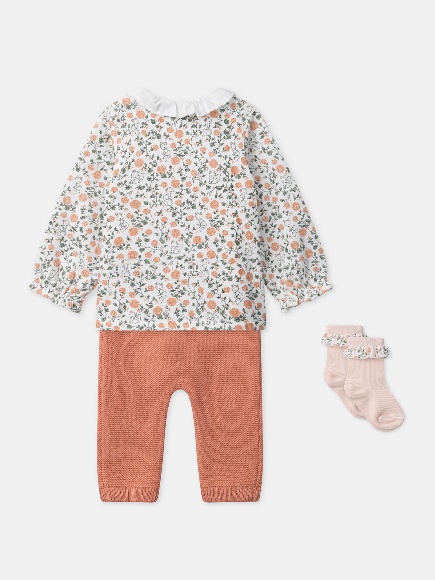 Floral Print Sweat Set + Leggings + Socks for Baby Girls