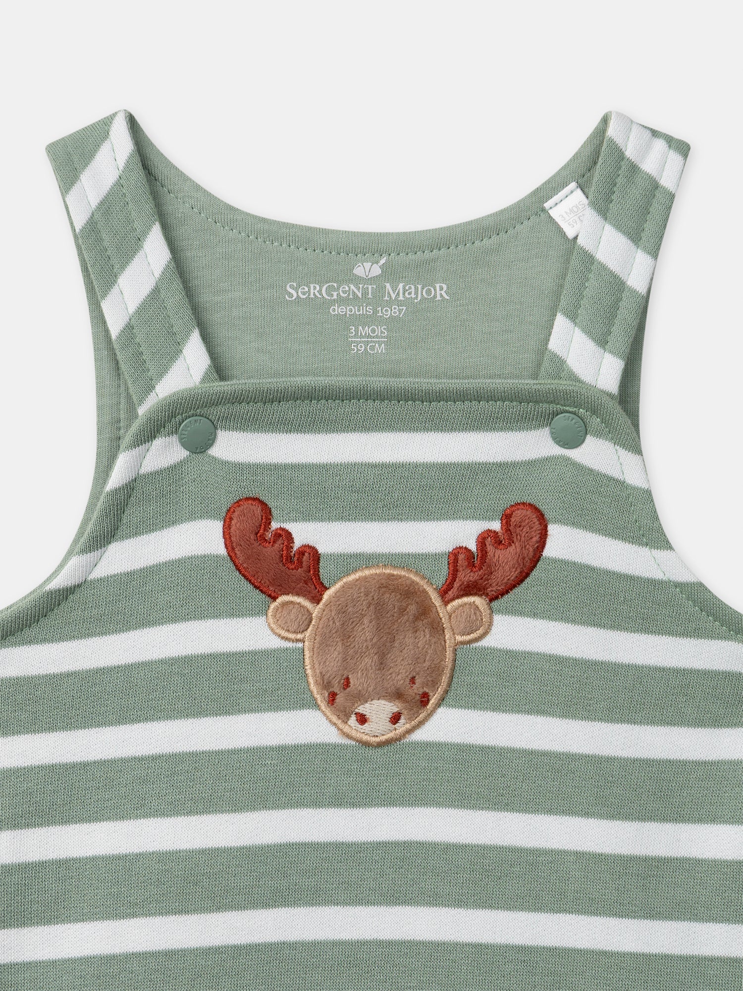 Green Striped Jumpsuit + Body + Socks for Newborn Boy