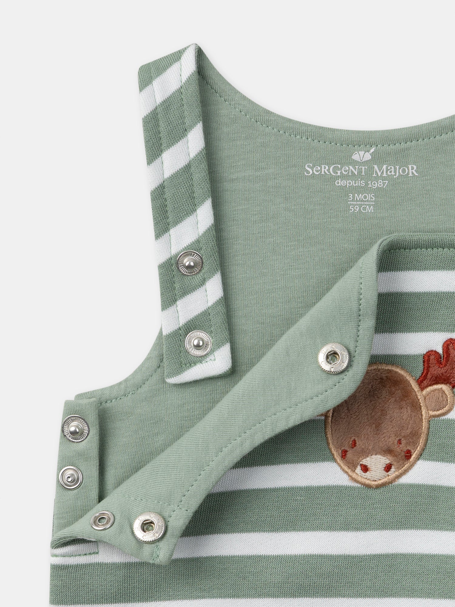 Green Striped Jumpsuit + Body + Socks for Newborn Boy