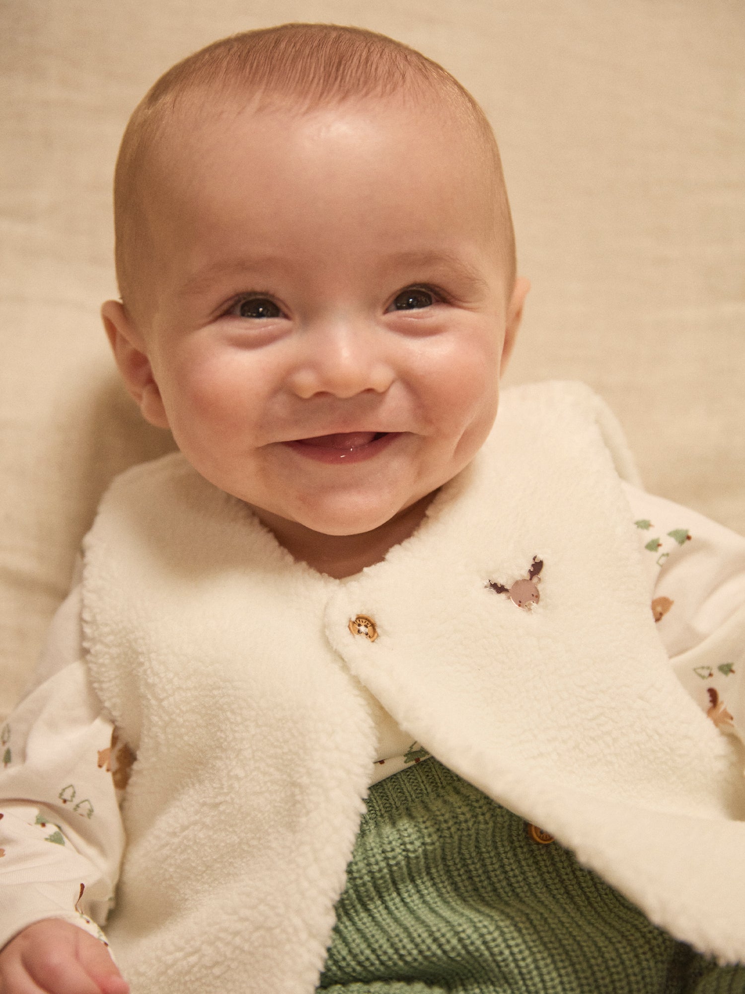 Boy's Birth Set with Printed T-Shirt + Vest + Pants