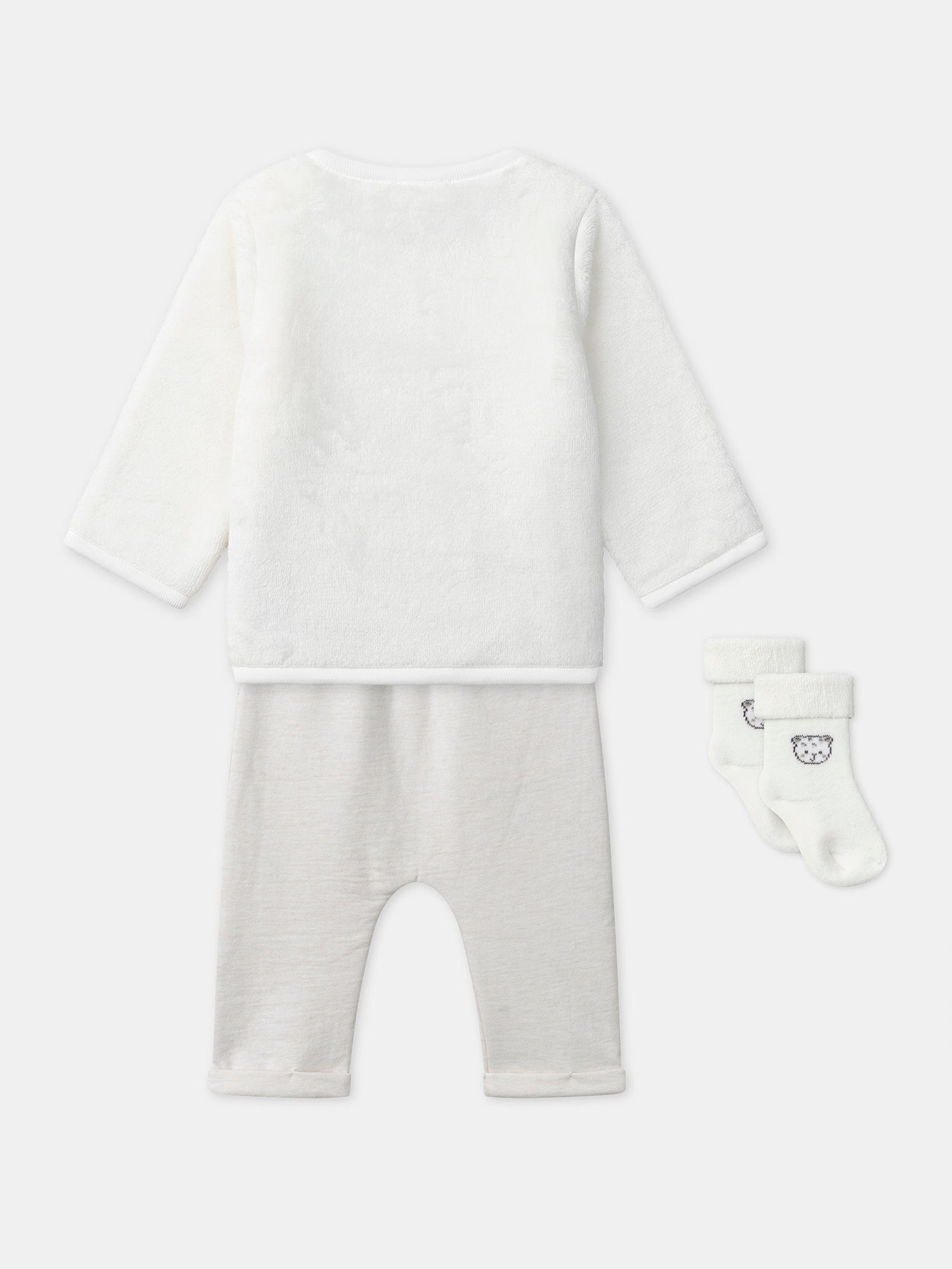 White Sweatshirt + Pants + Socks Outfit for Newborn Unisex