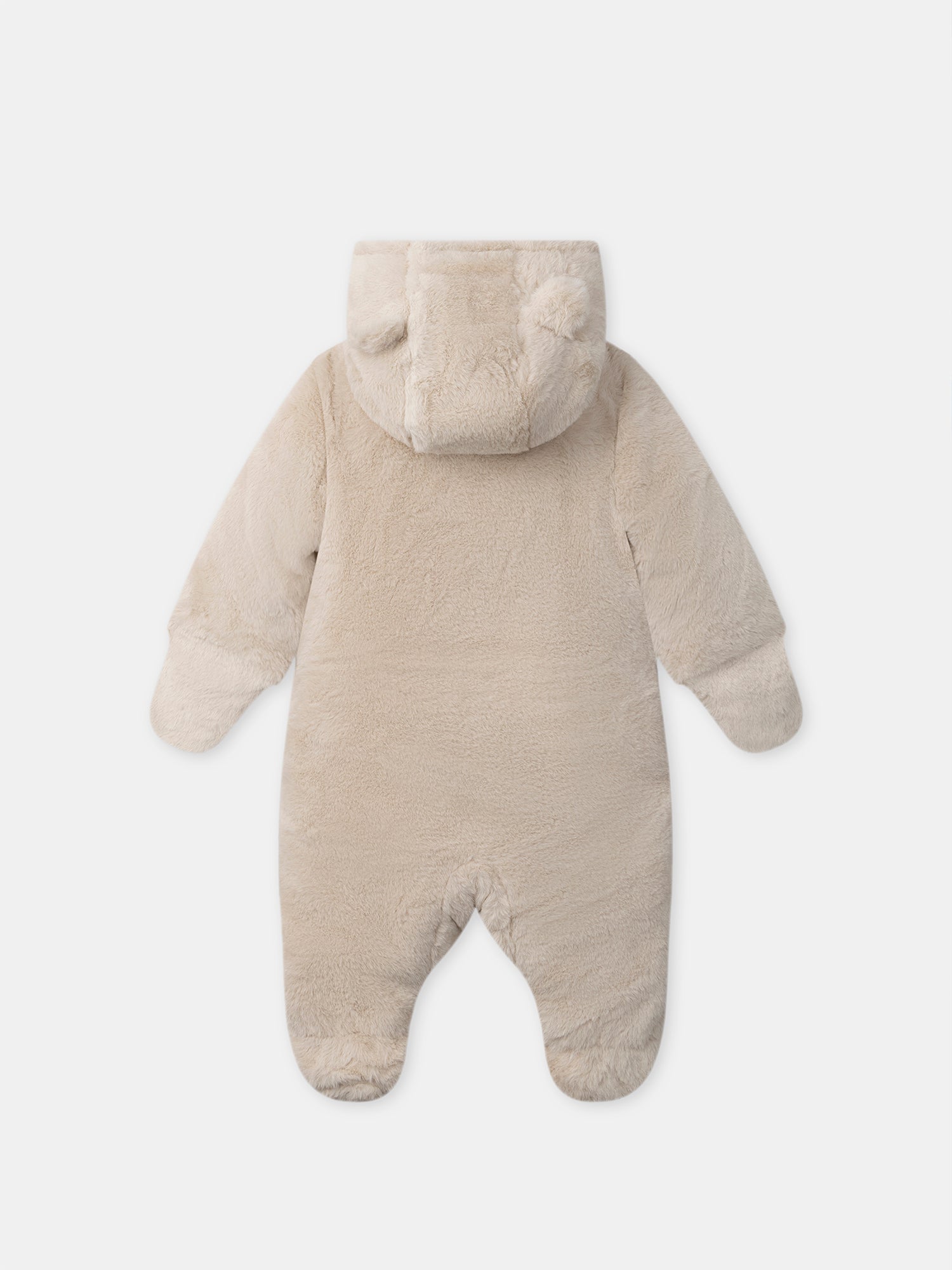 Beige Pilot Suit in Synthetic Fur for Newborn Unisex
