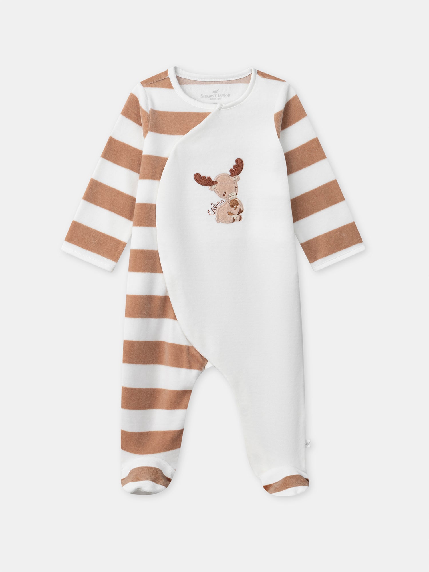 Brown Striped Velour Sleepsuit for Boy's Birth