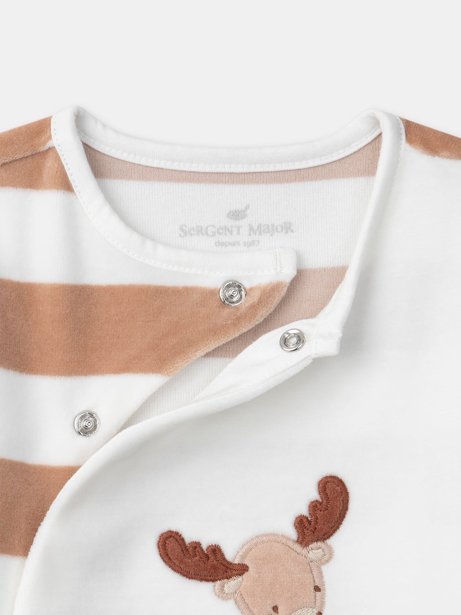 Brown Striped Velour Sleepsuit for Boy's Birth