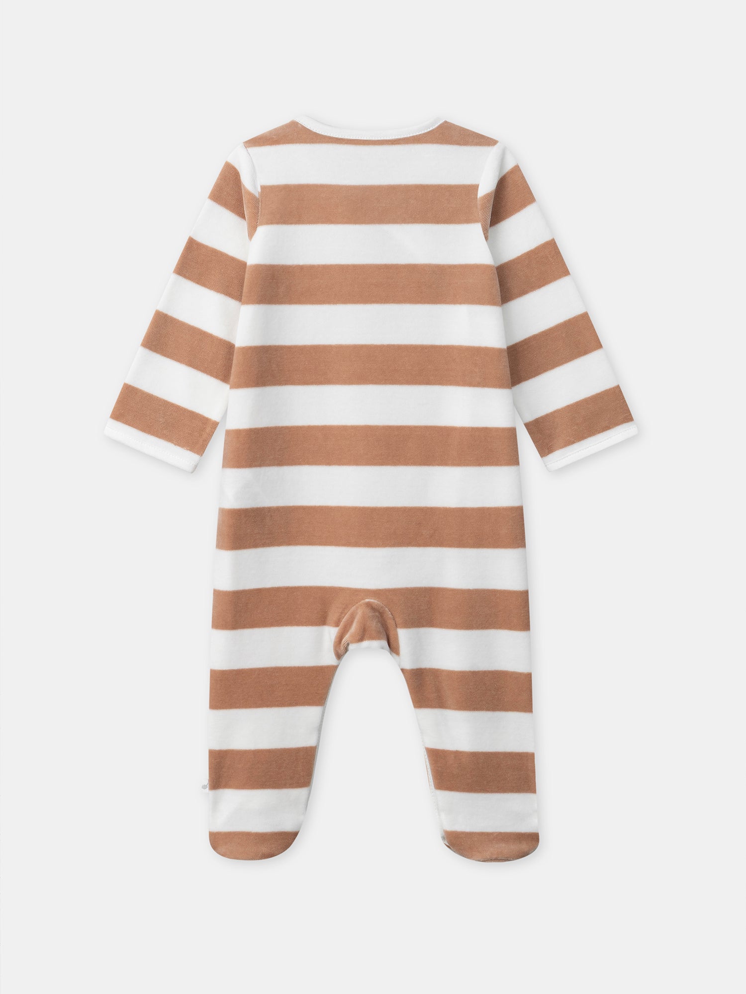 Brown Striped Velour Sleepsuit for Boy's Birth
