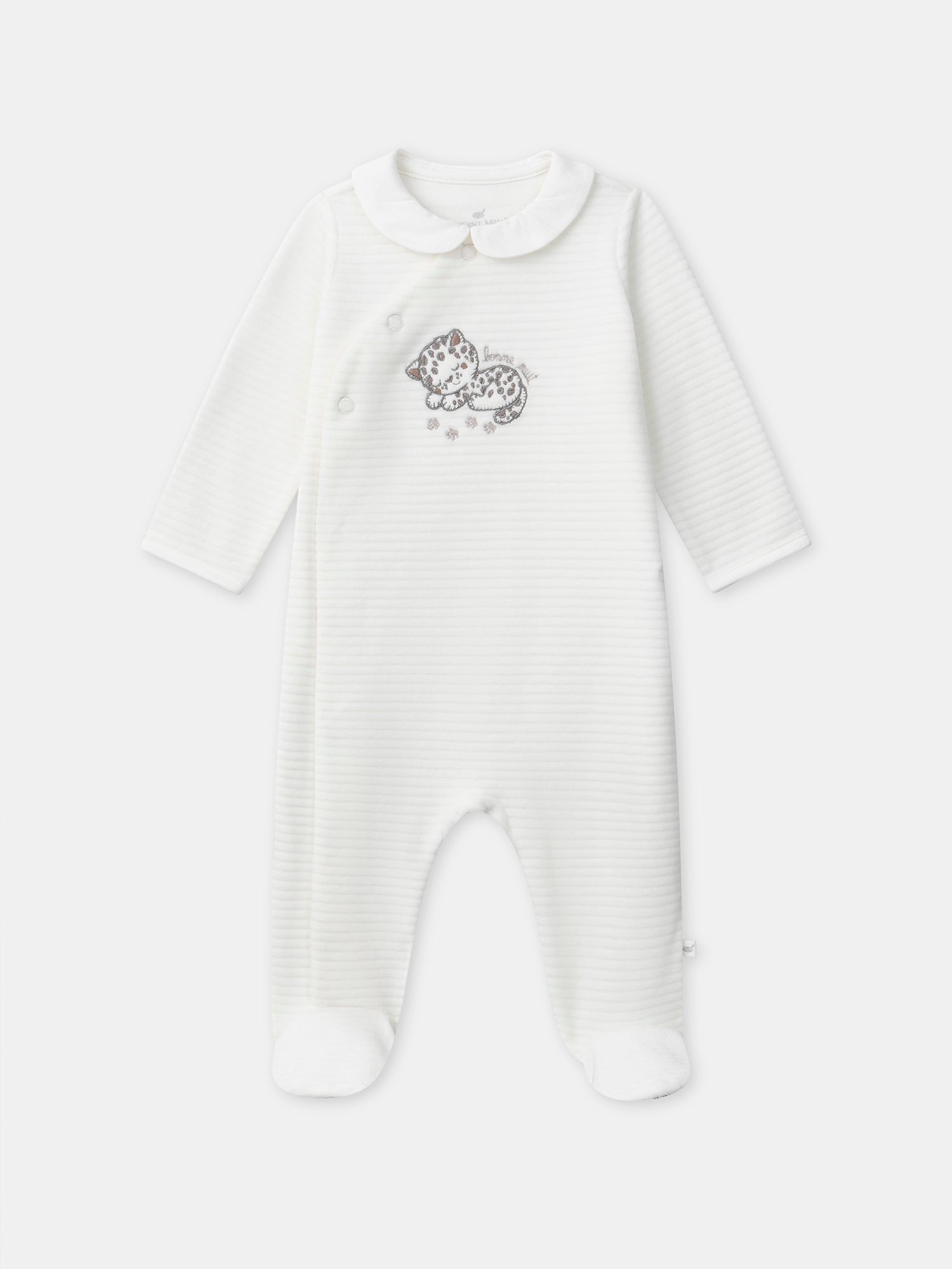 White Velour Sleepsuit with Collar for Mixed Birth