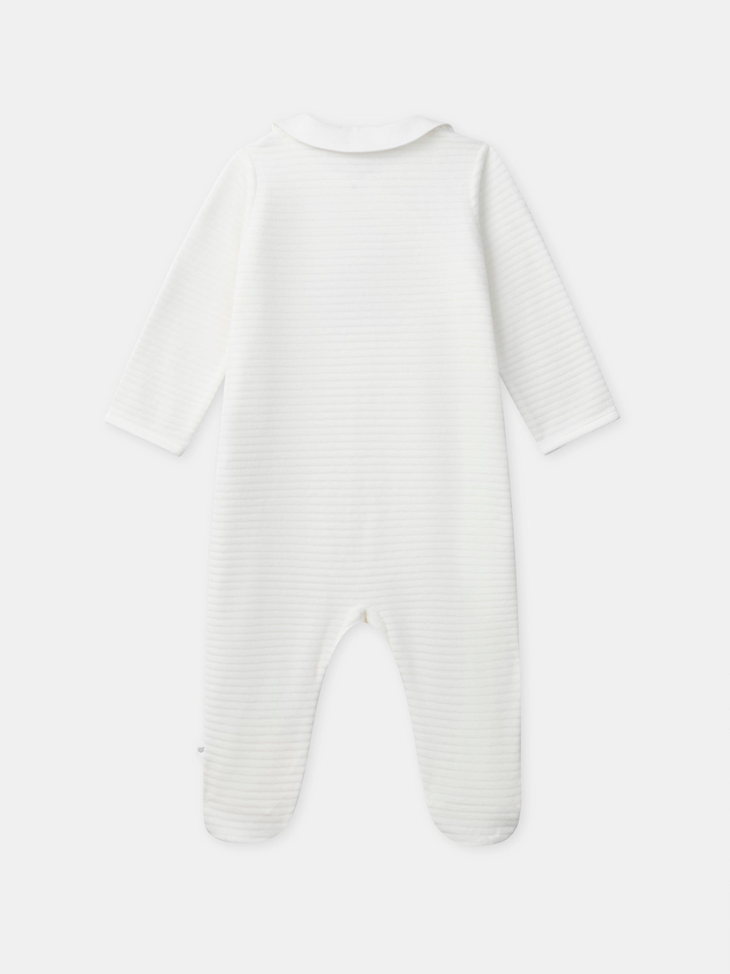 White Velour Sleepsuit with Collar for Mixed Birth