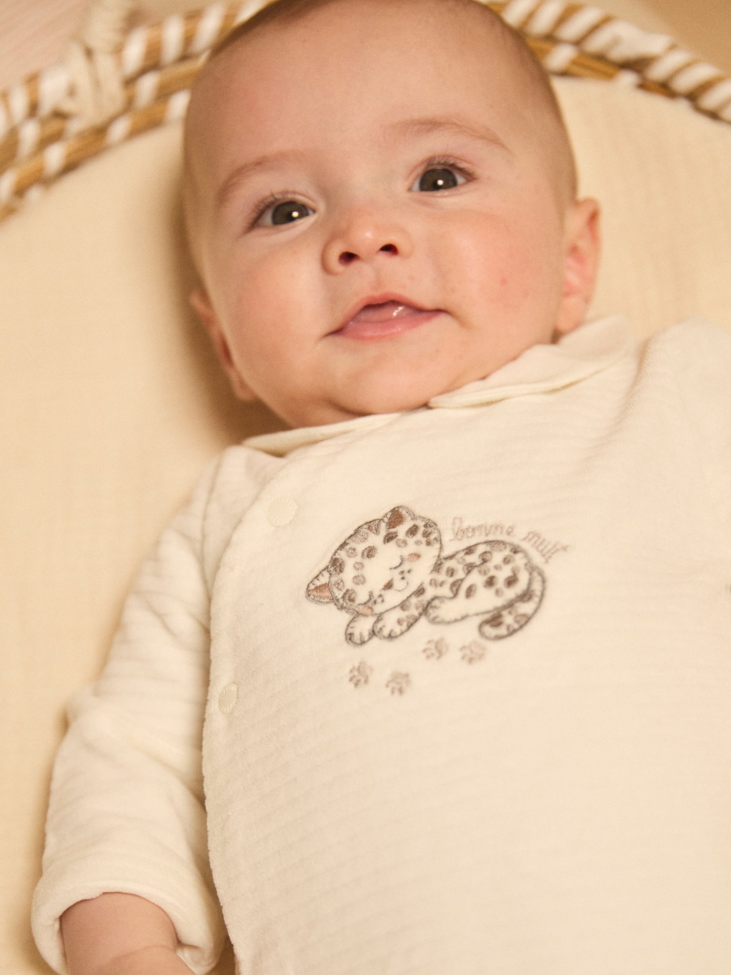 White Velour Sleepsuit with Collar for Mixed Birth