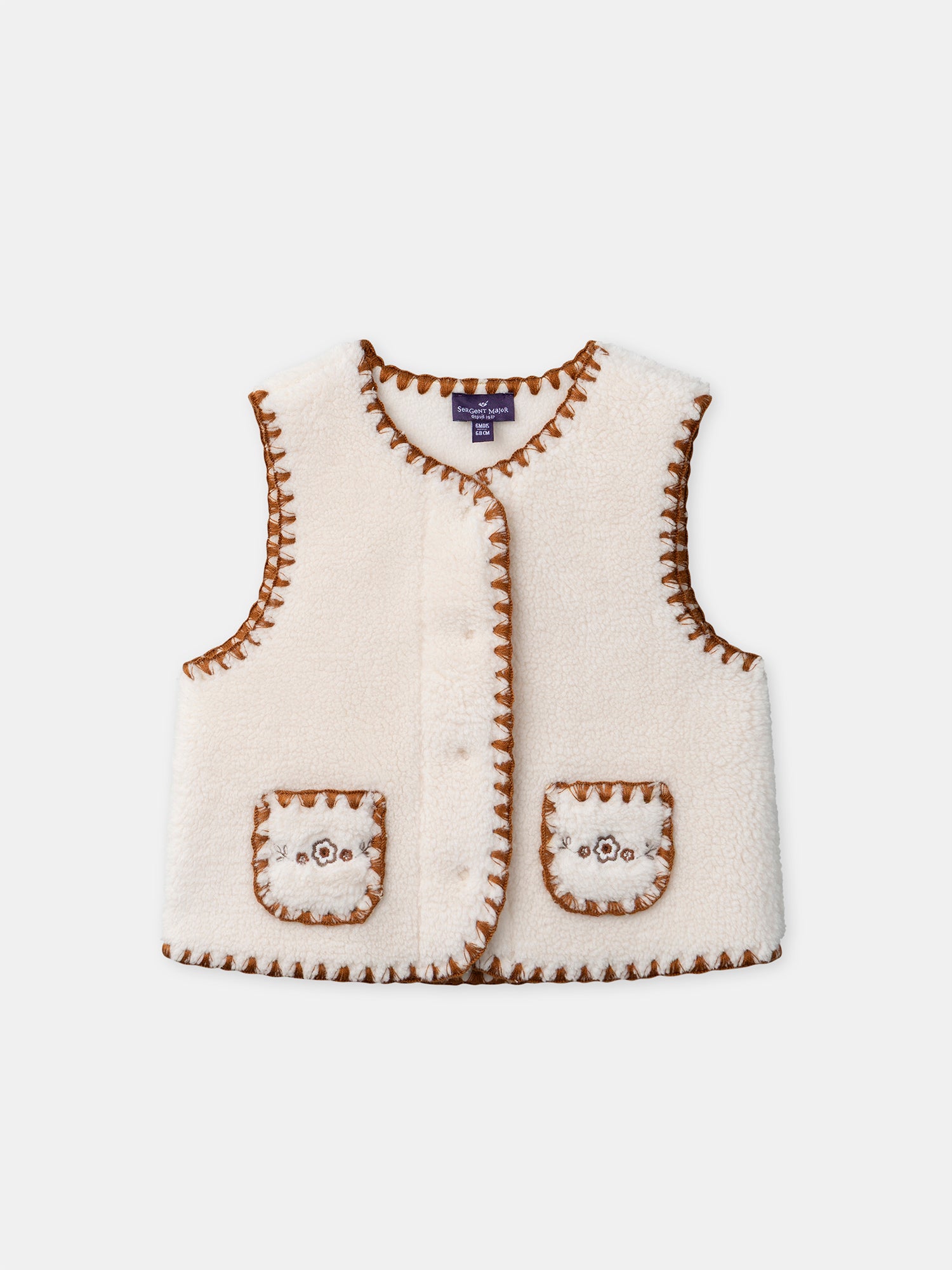 Ecru Sleeveless Cardigan for Baby Girls
