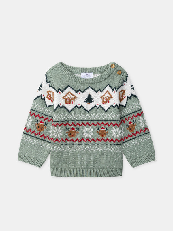 Sage Green Christmas Sweater Unisex Baby
