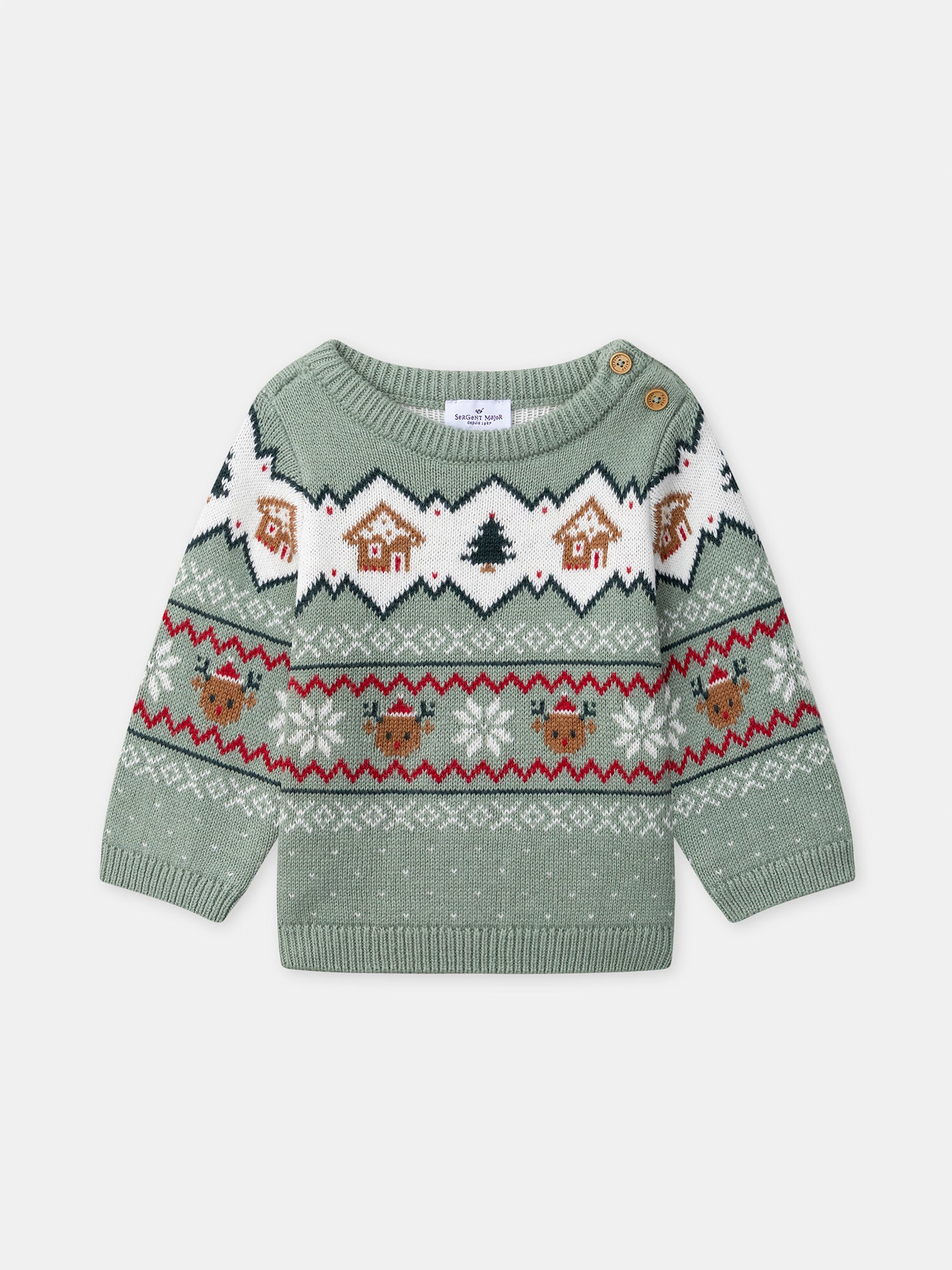 Sage Green Christmas Sweater Unisex Baby