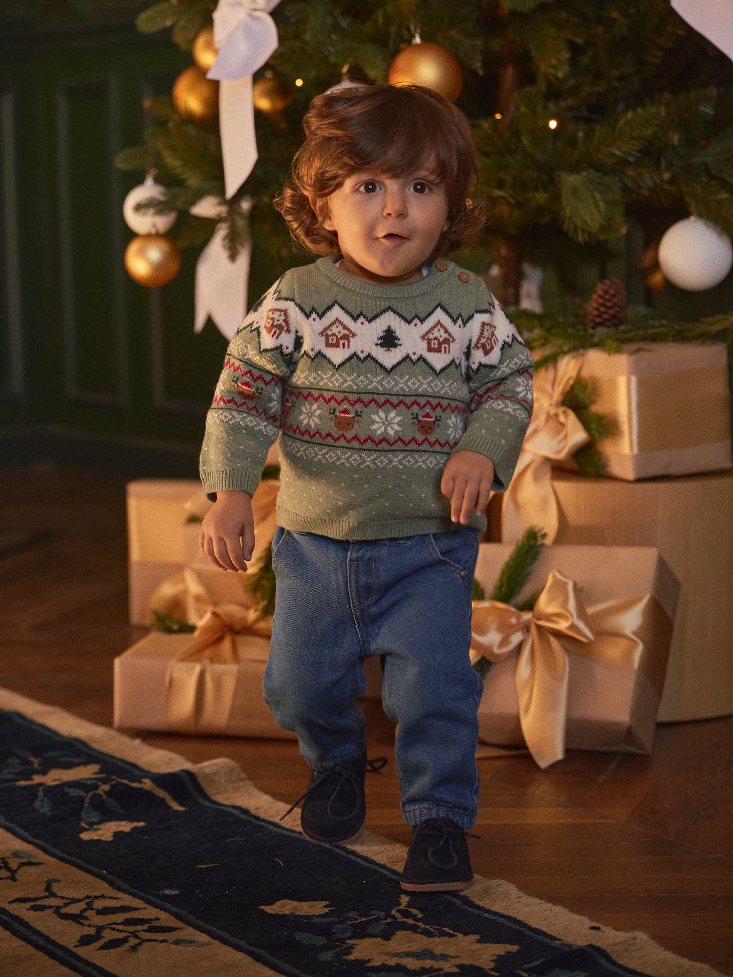 Sage Green Christmas Sweater Unisex Baby