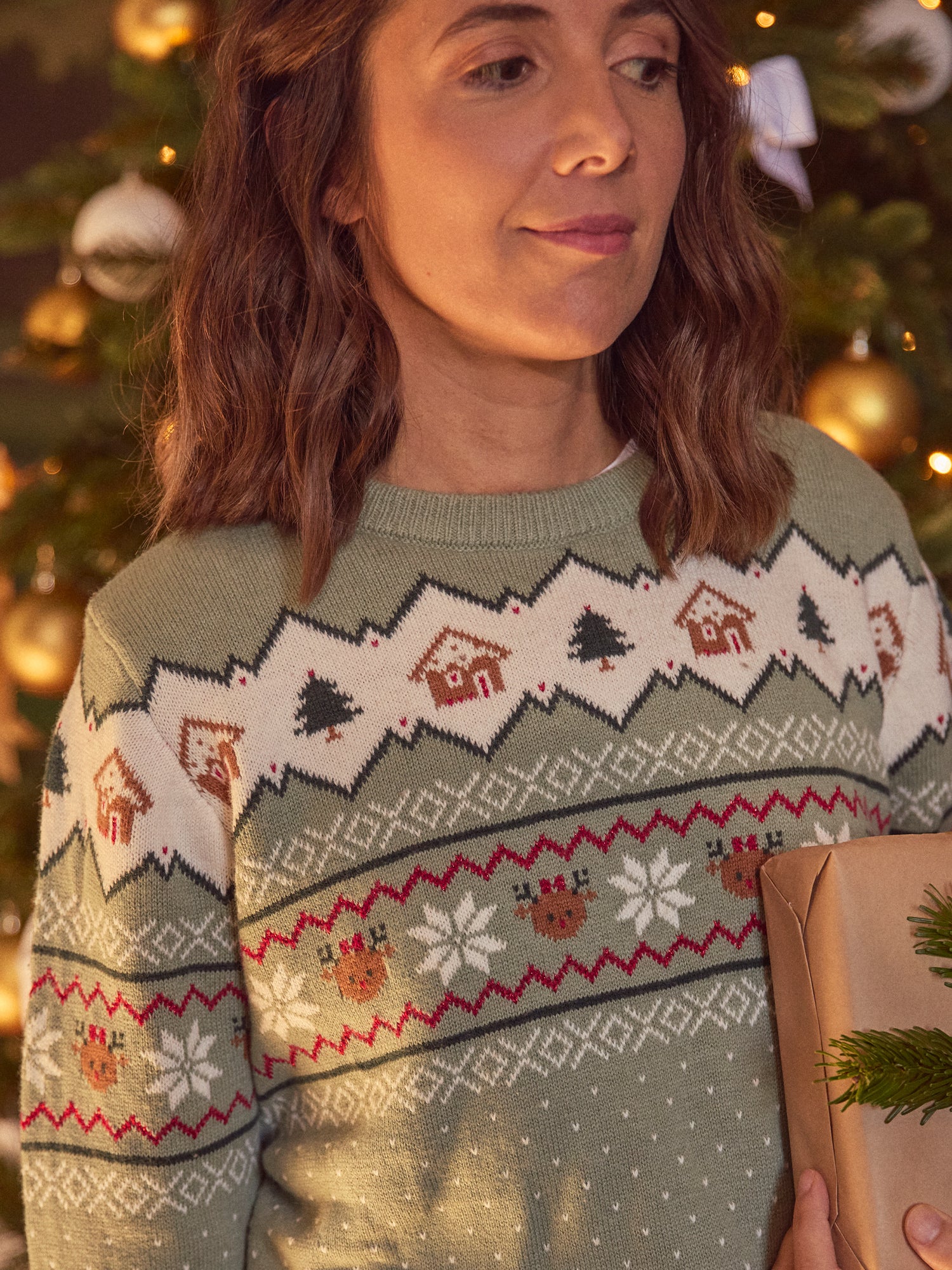 Women's Sage Green Christmas Sweater