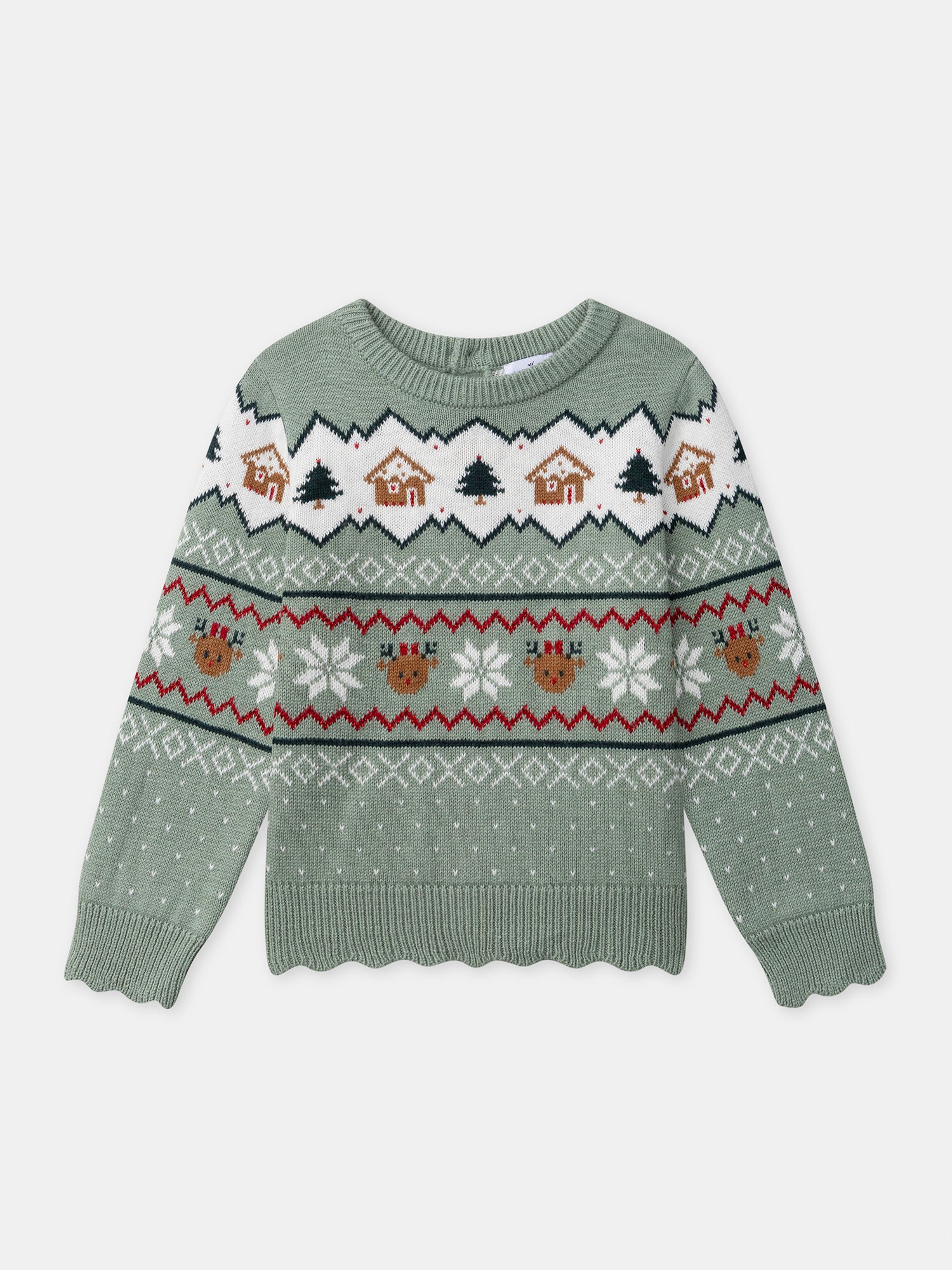 Sage green Christmas sweater for girls