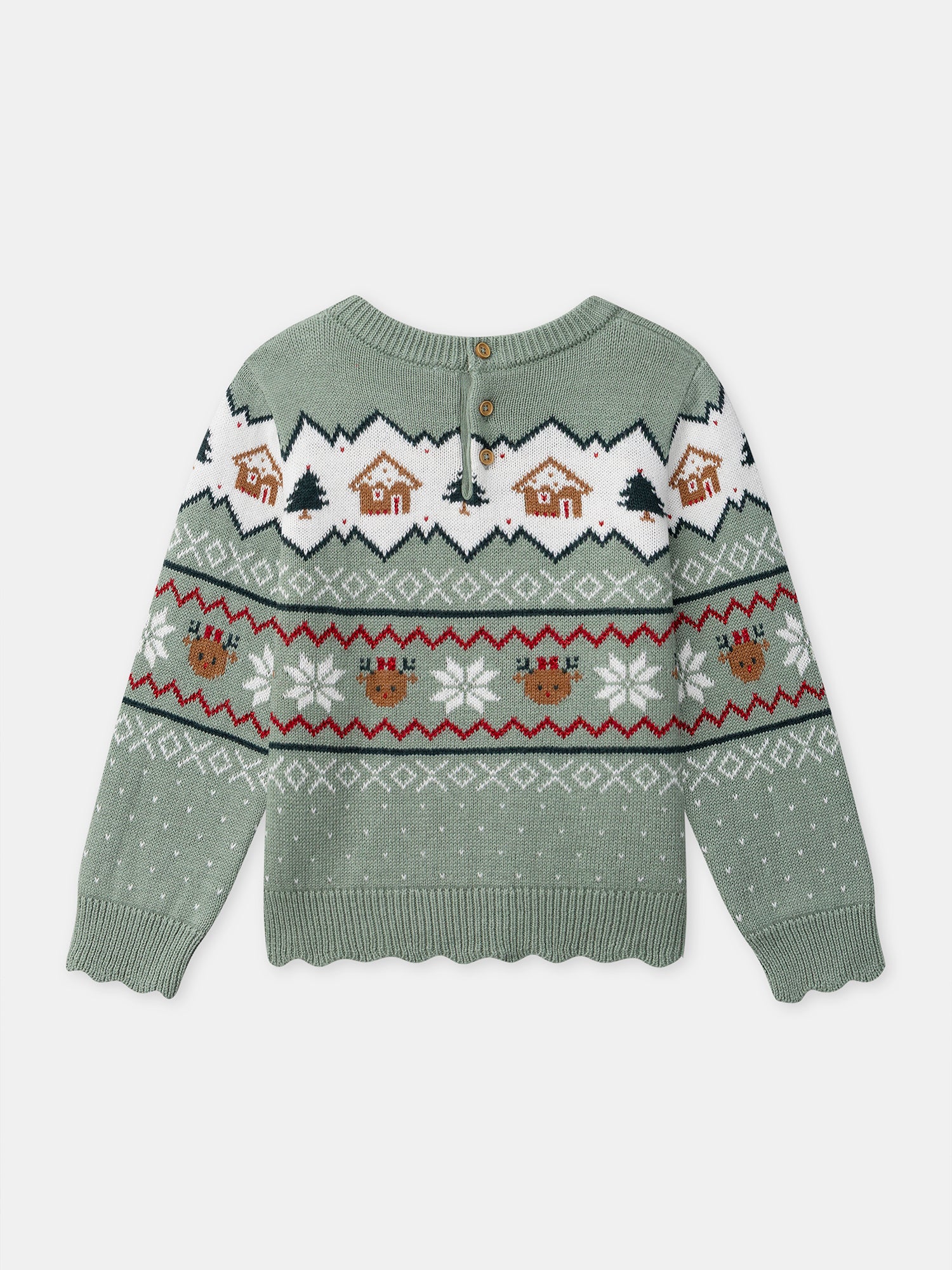 Sage green Christmas sweater for girls