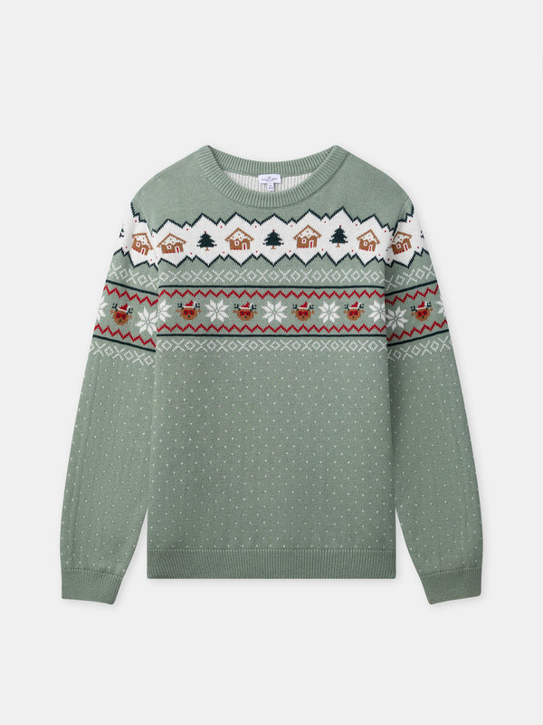 Sage green Christmas sweater for men