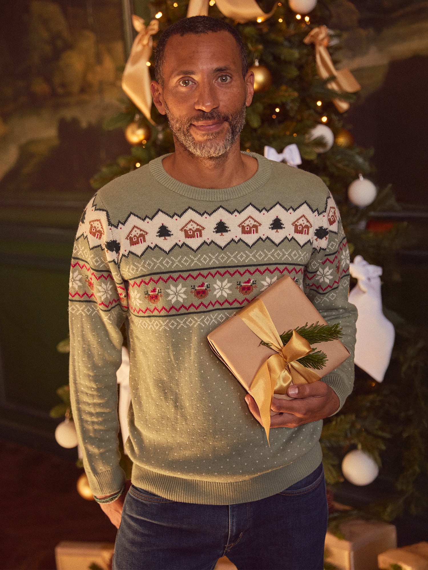Sage green Christmas sweater for men