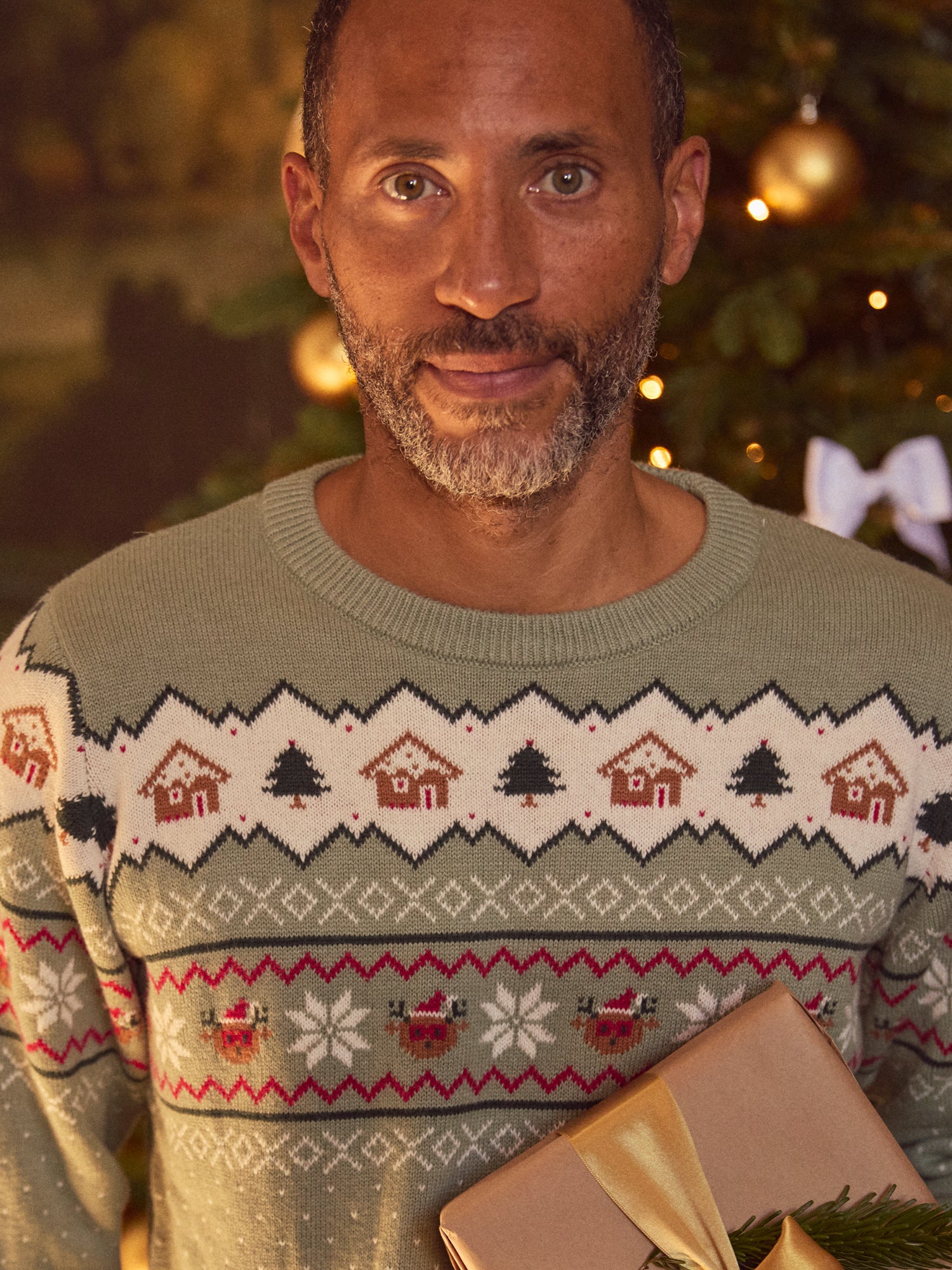 Sage green Christmas sweater for men