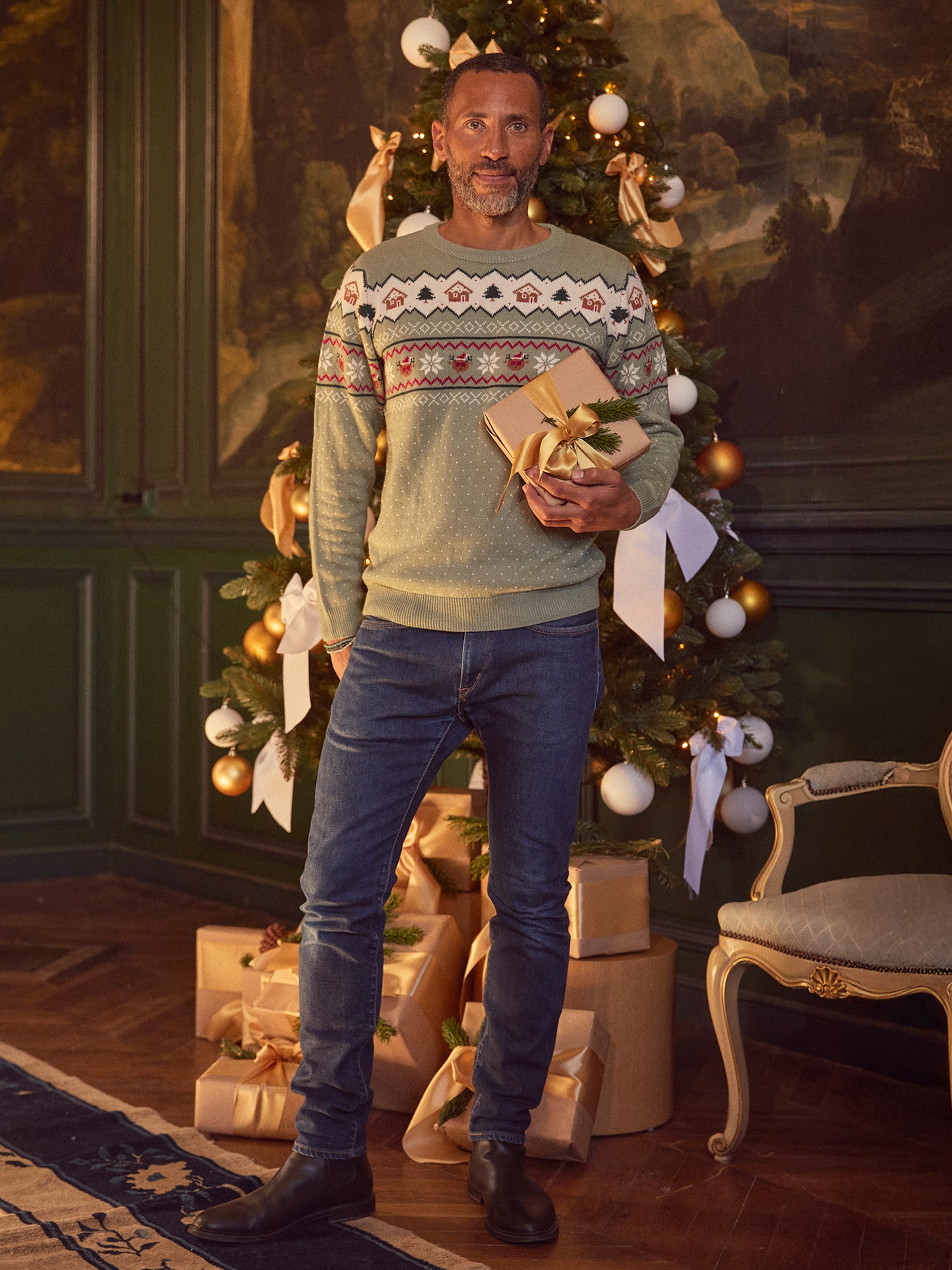 Sage green Christmas sweater for men