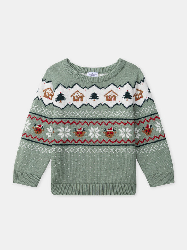 Sage green Christmas sweater for boys