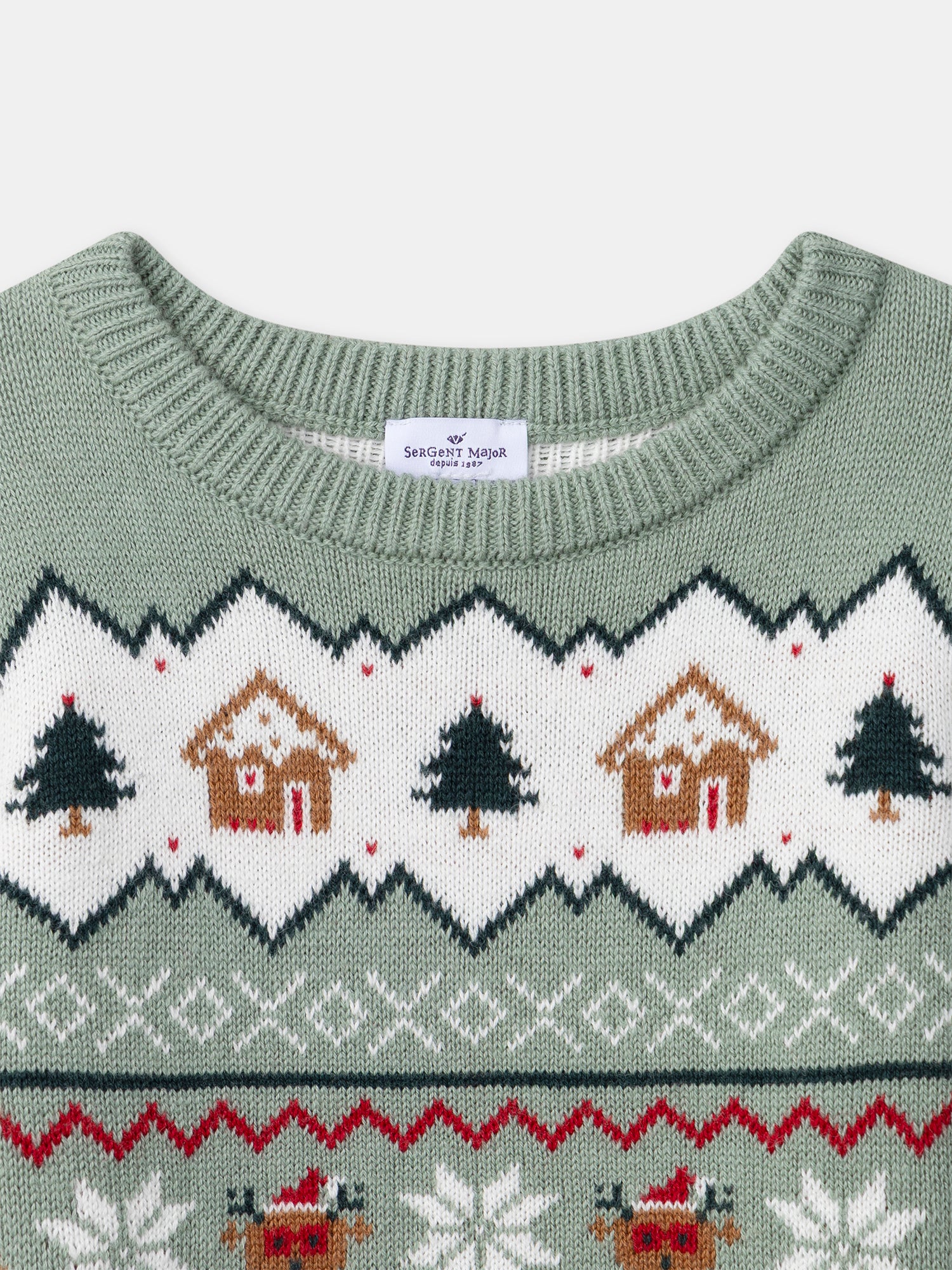 Sage green Christmas sweater for boys