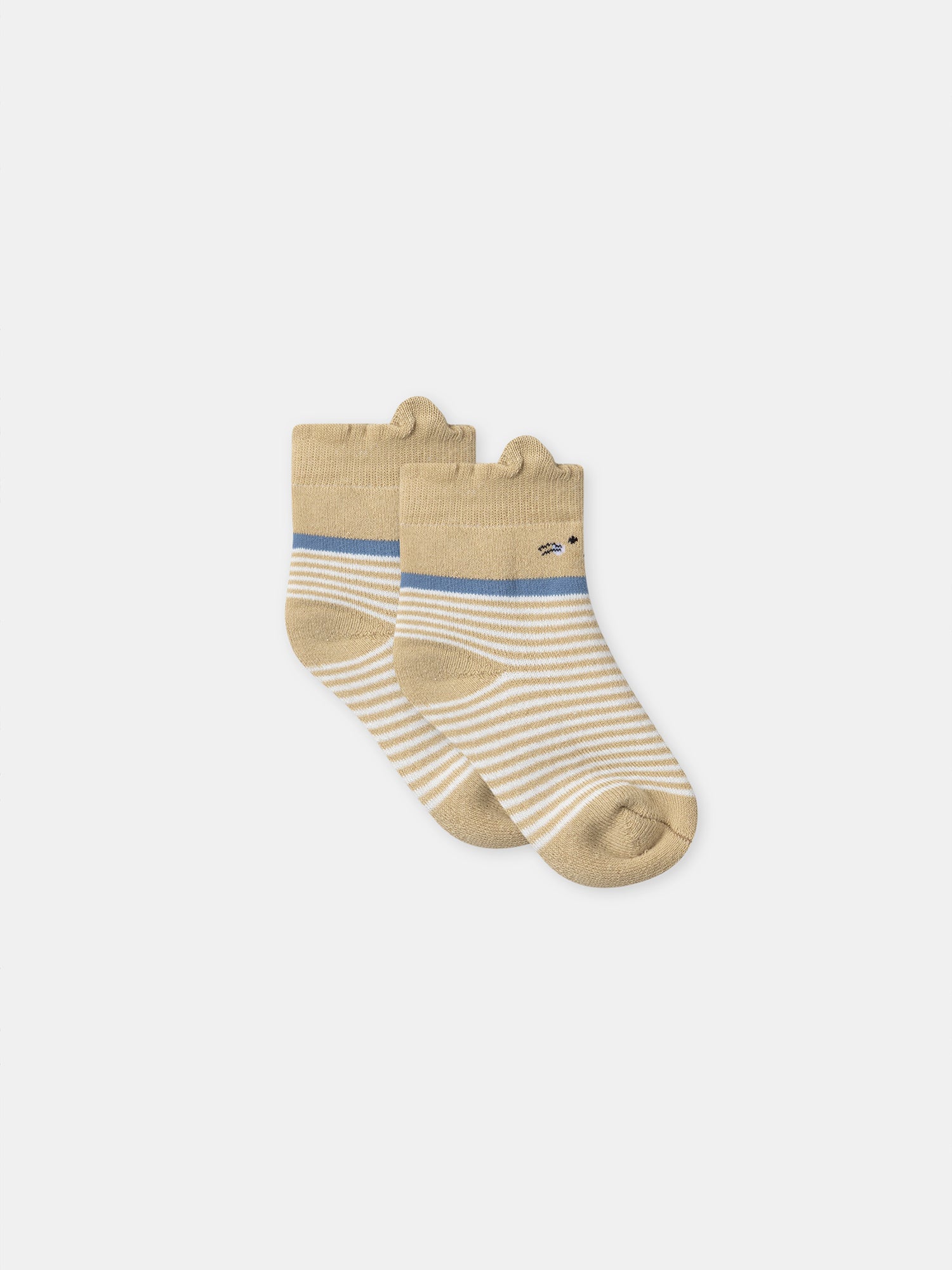 Brown socks with white stripes for baby boy