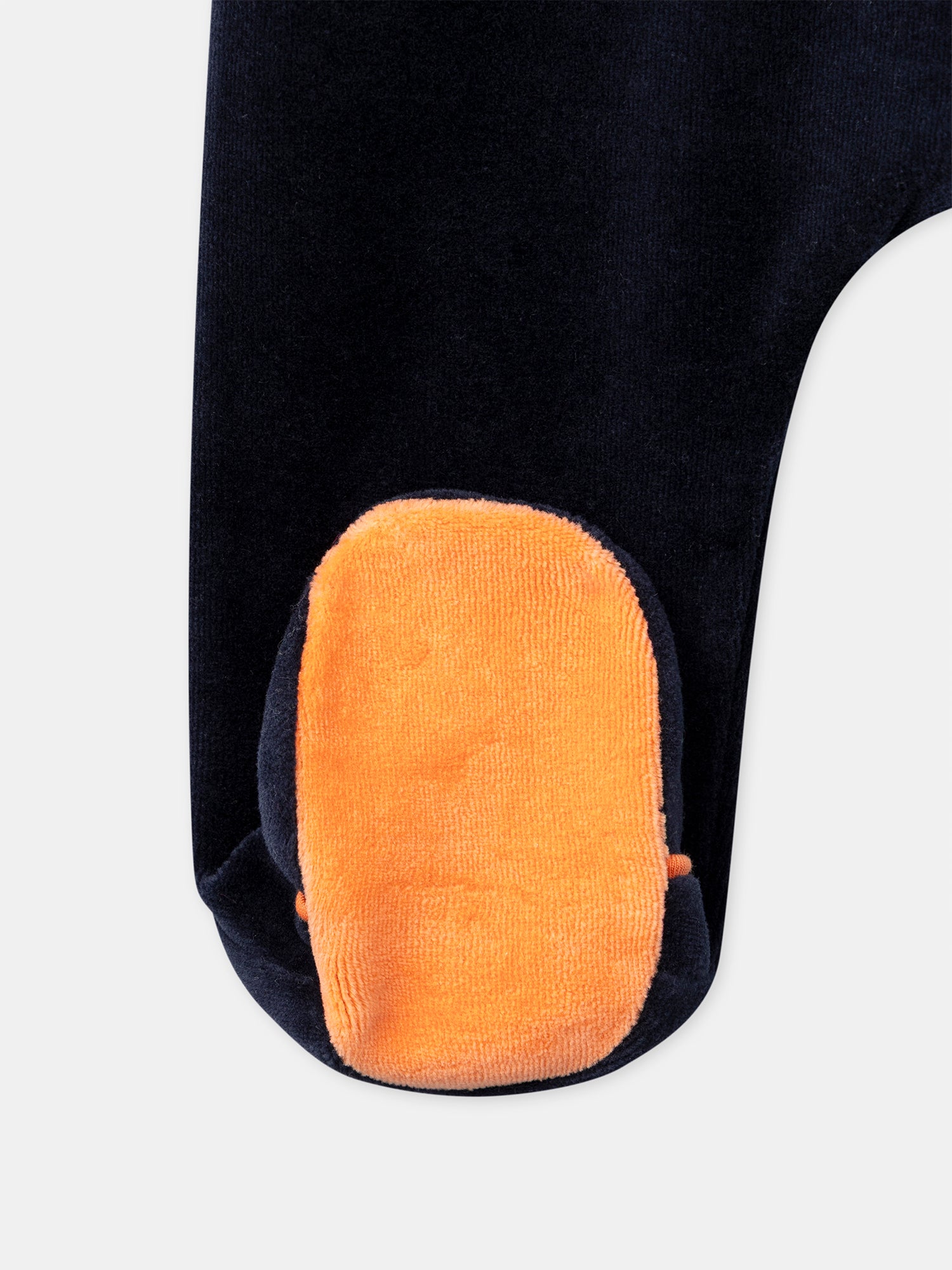 Navy Blue Velour Bodysuit + Pumpkin Hat for Baby Boy