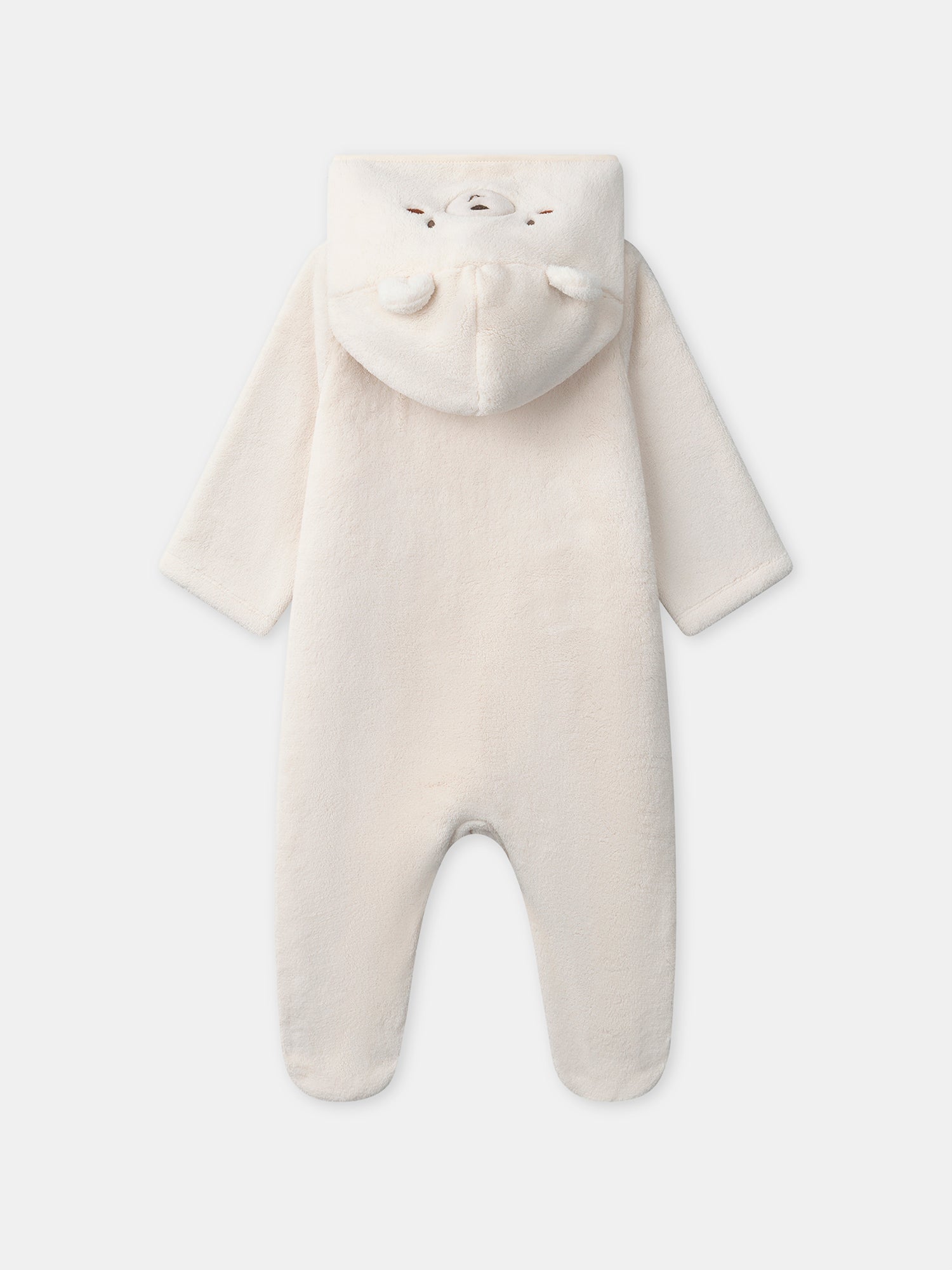 Ivory Hooded Bear Onesie for Baby Boy