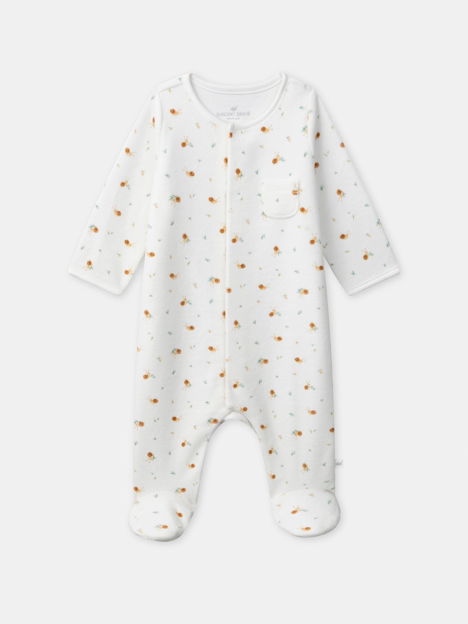 Ecru snail print bodysuit for newborns Unisex