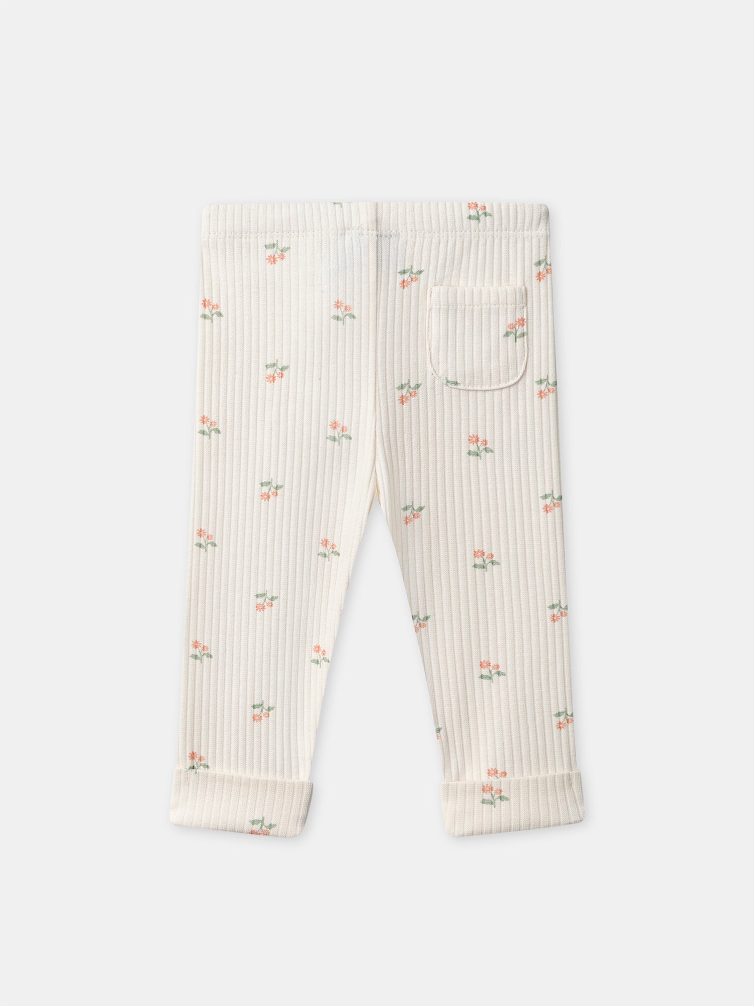 Ivory Floral Print Leggings for Baby Girl