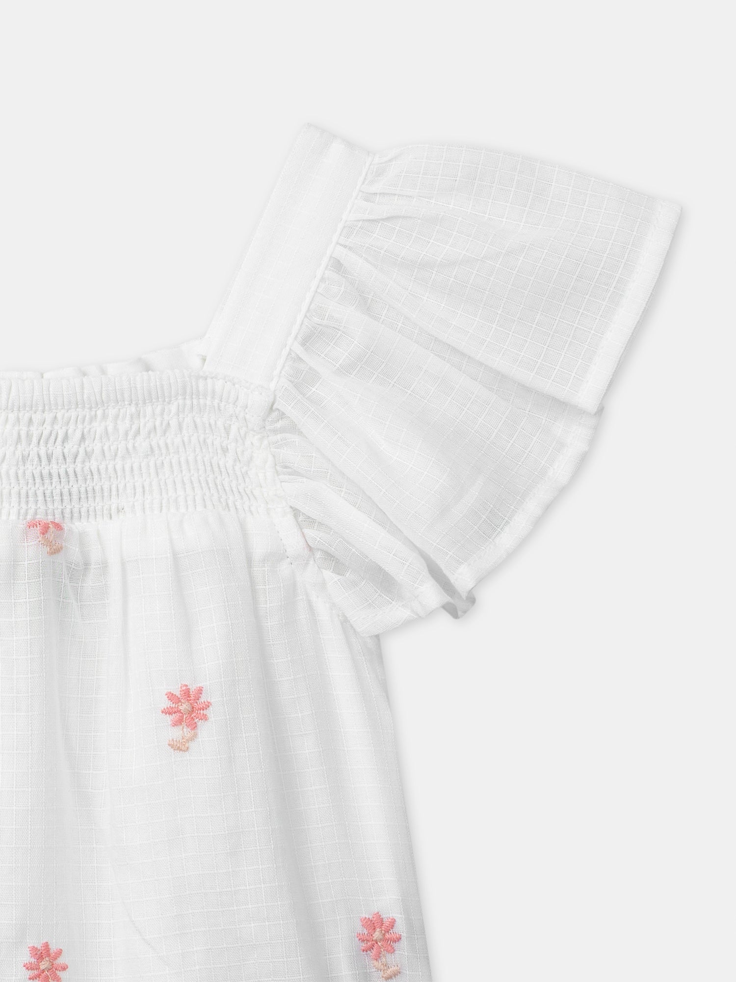 Ecru Blouse with Flower Embroidery Baby Girl
