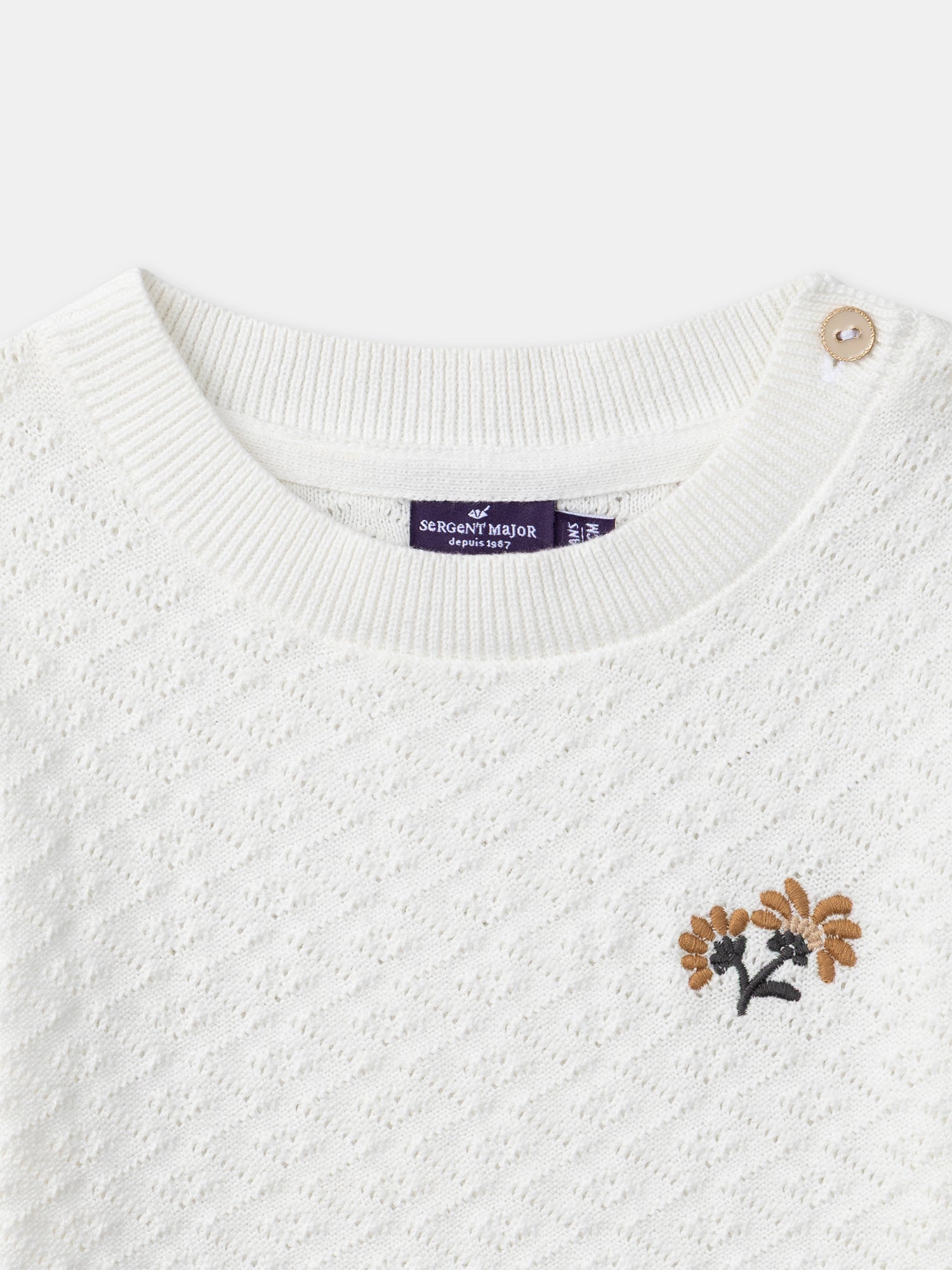 Ecru knit T-shirt Girl