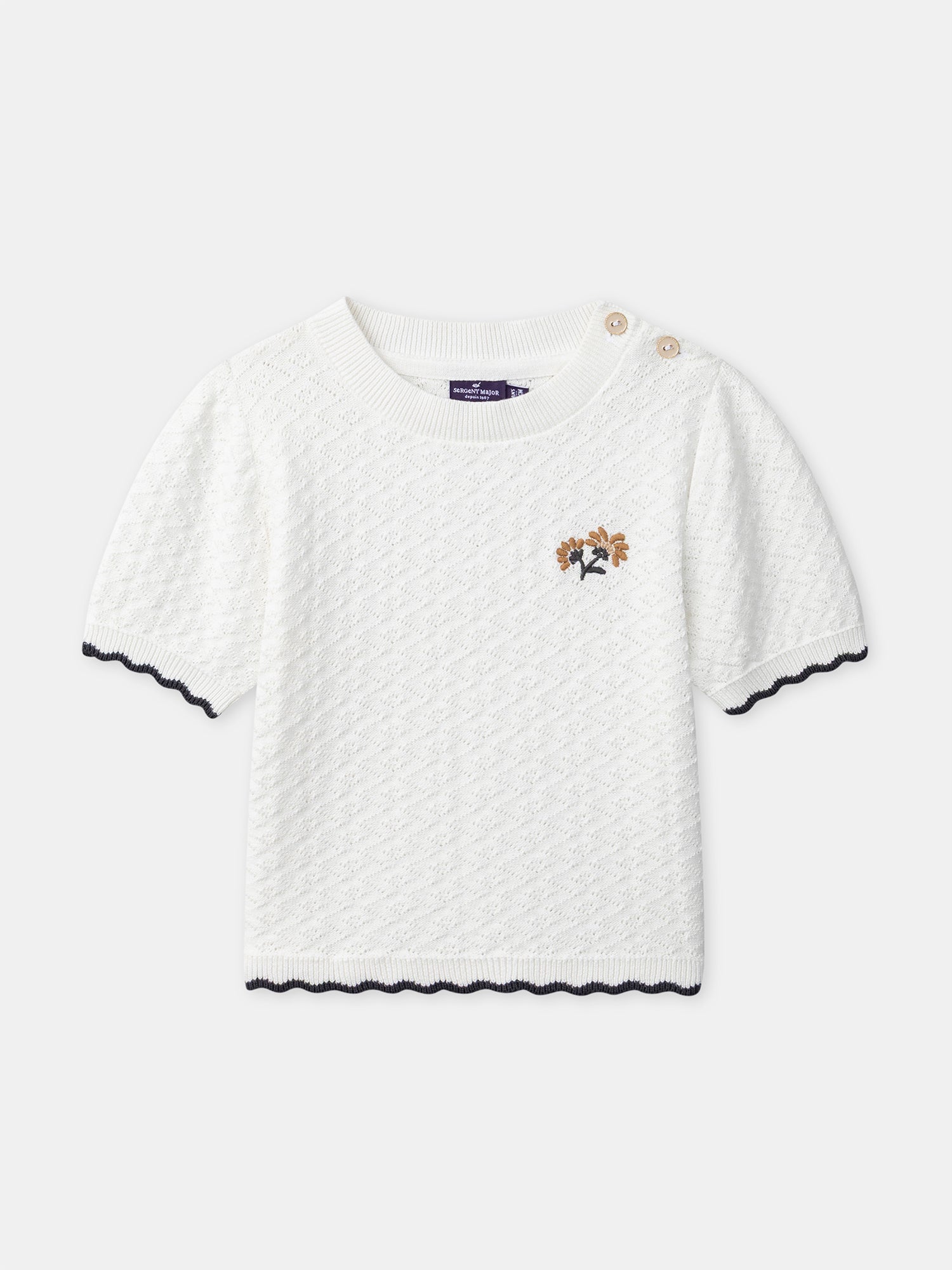 Ecru knit T-shirt Girl