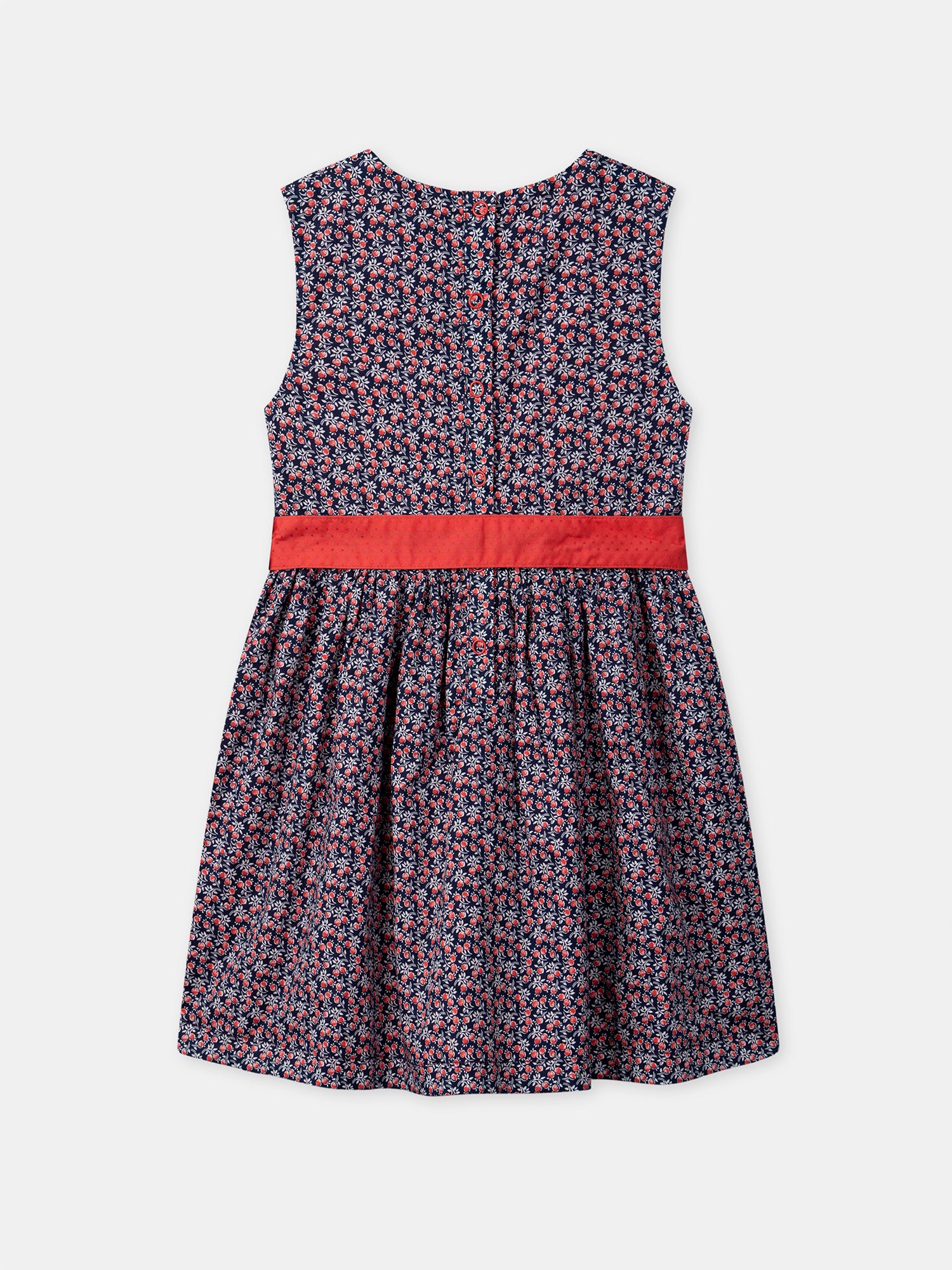 Reversible red or floral-print dress Girl