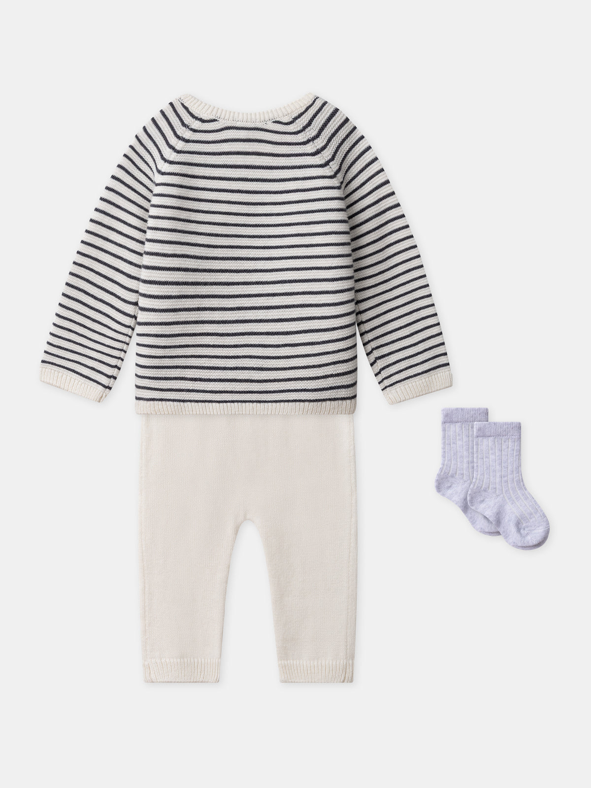Knitted Set with Cardigan + Pants + Socks for Birth Unisex