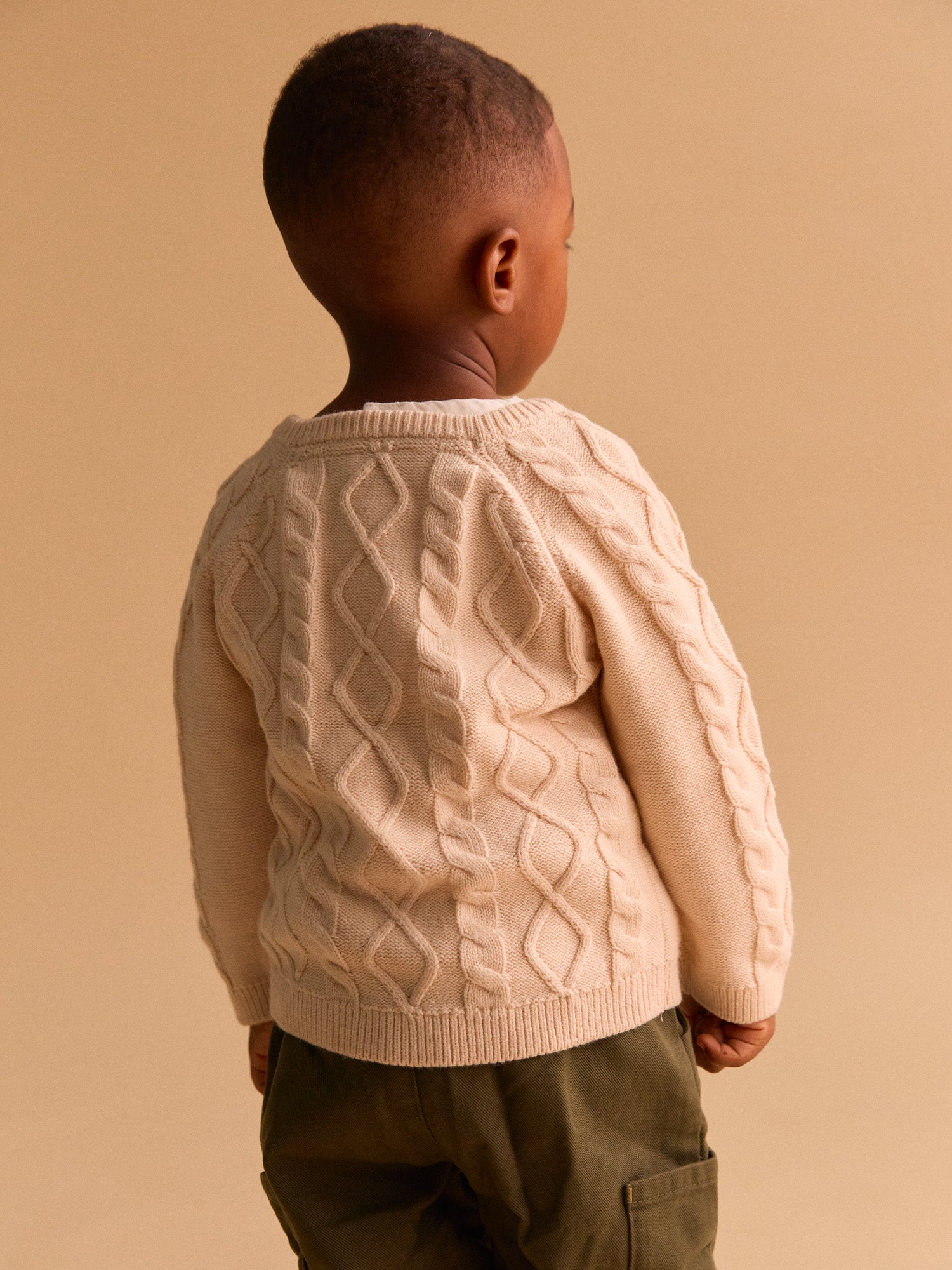Beige Cable Knit Sweater Baby Boy
