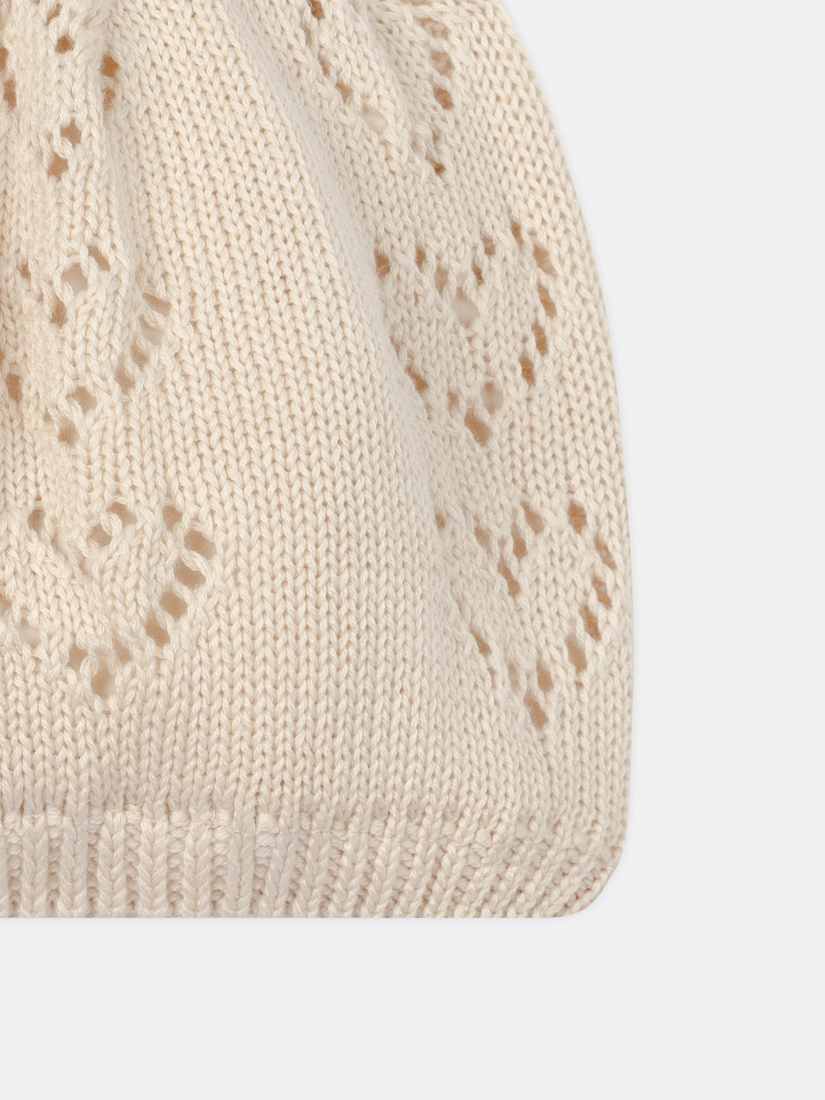 Beige Beret with Heart Pattern Baby Girl