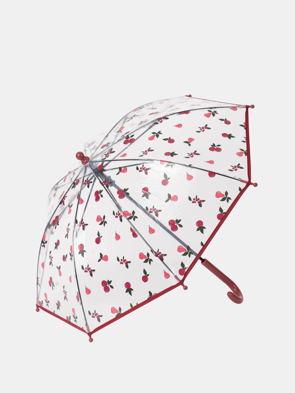 Transparent umbrella printed with berries and pears Girl