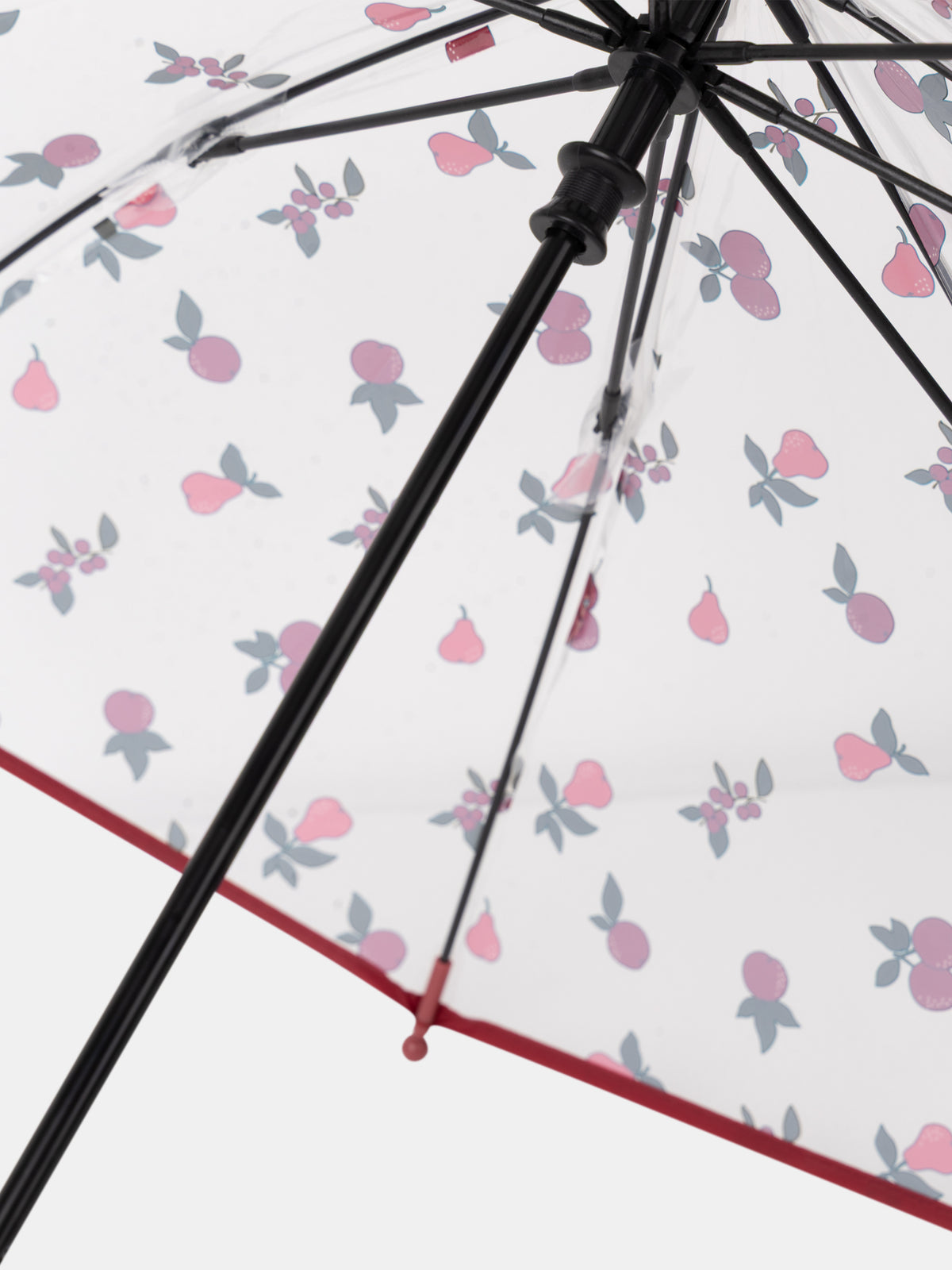 Transparent umbrella printed with berries and pears Girl