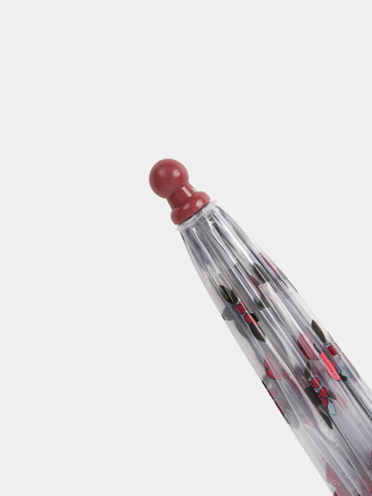 Transparent umbrella printed with berries and pears Girl