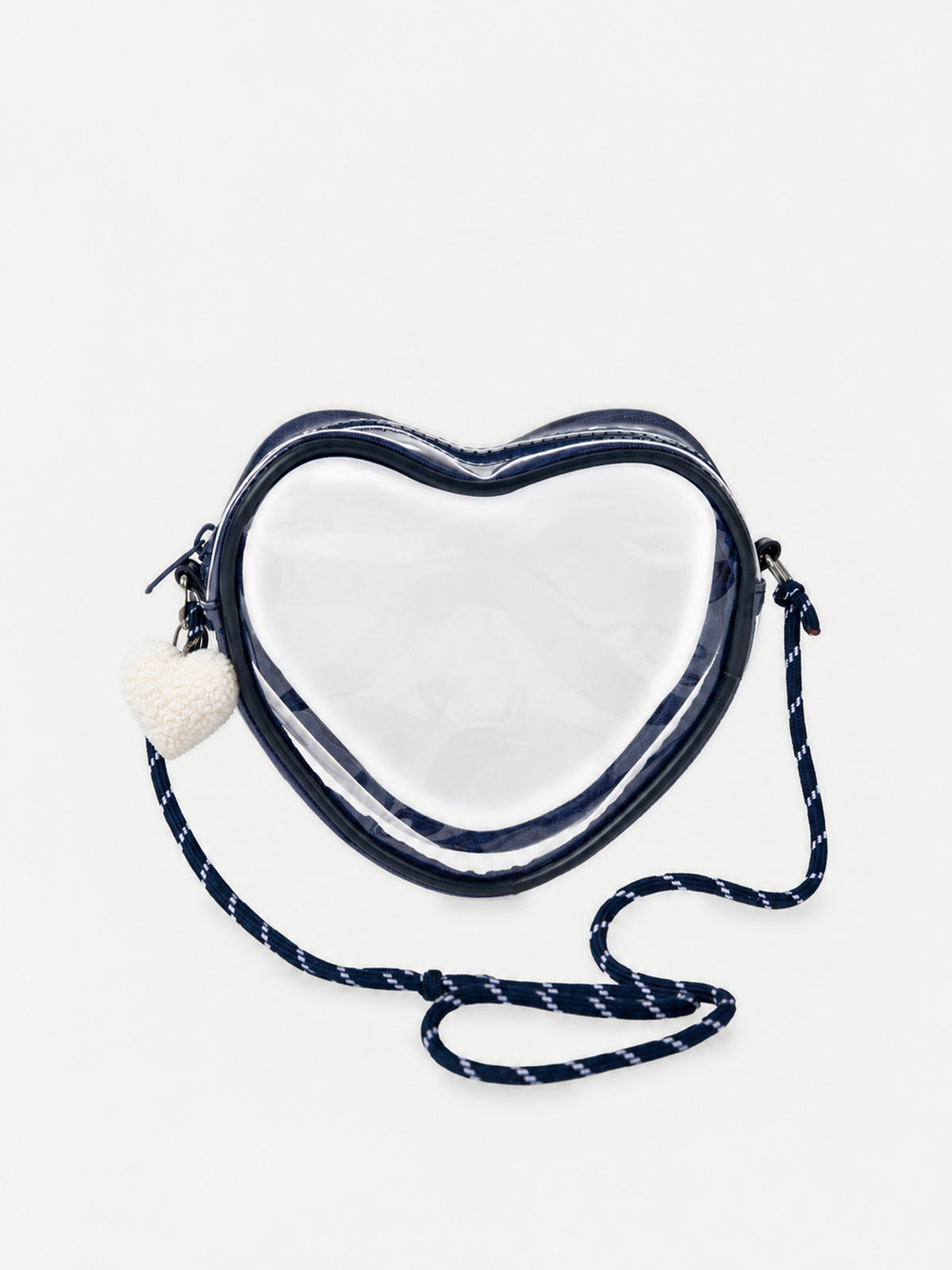 Transparent Heart Crossbody Bag with Heart Charm for Girls