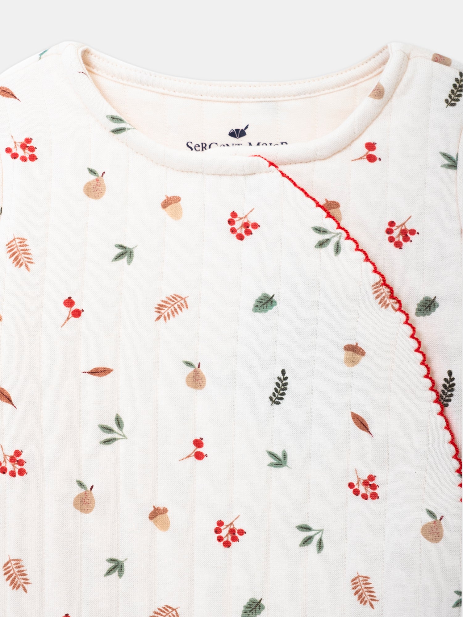 Vanilla Onesie Printed Leaves and Fruits Baby Girl