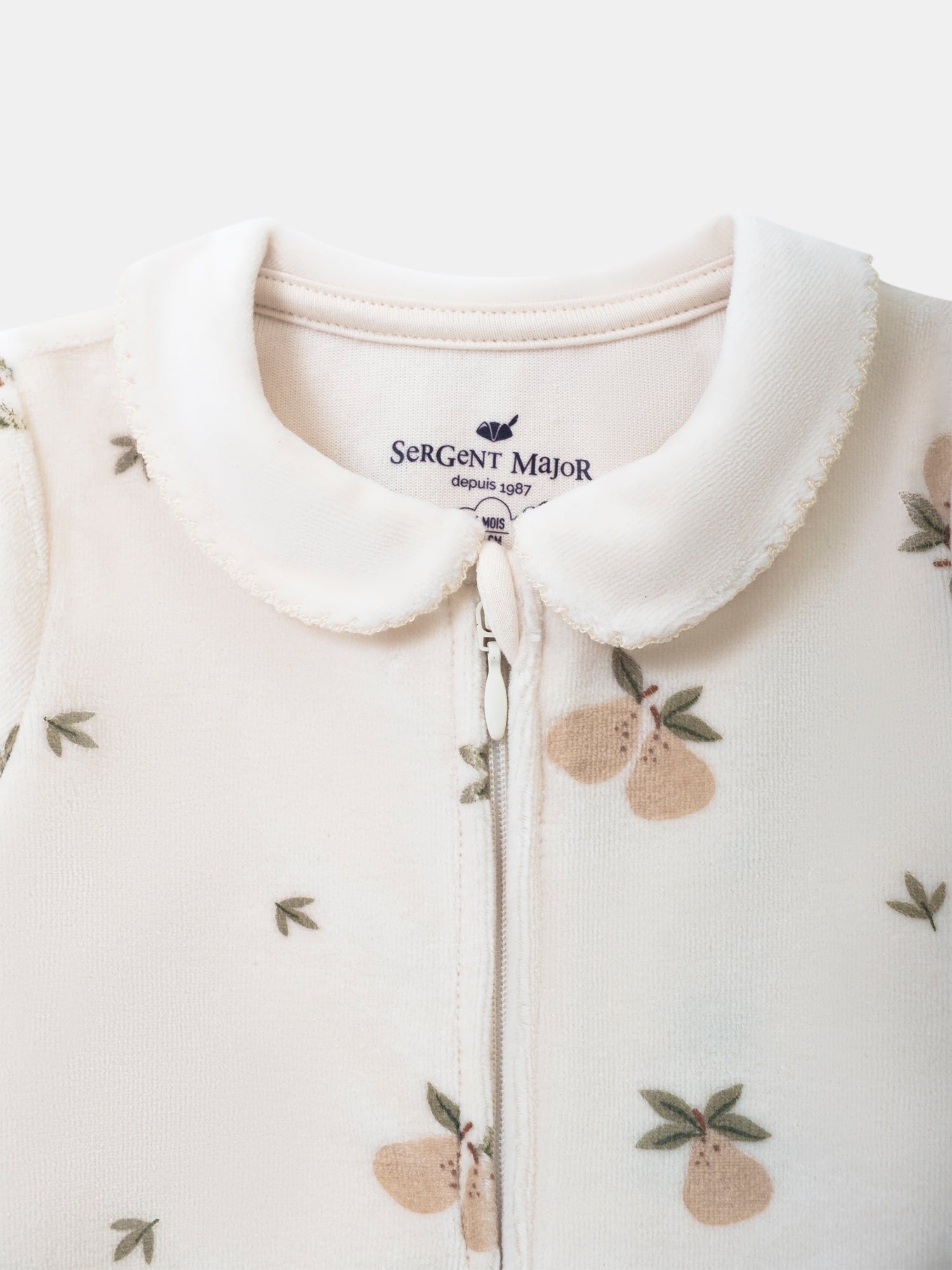 Velvet Pyjama Vanilla with Pear Print Baby Girl