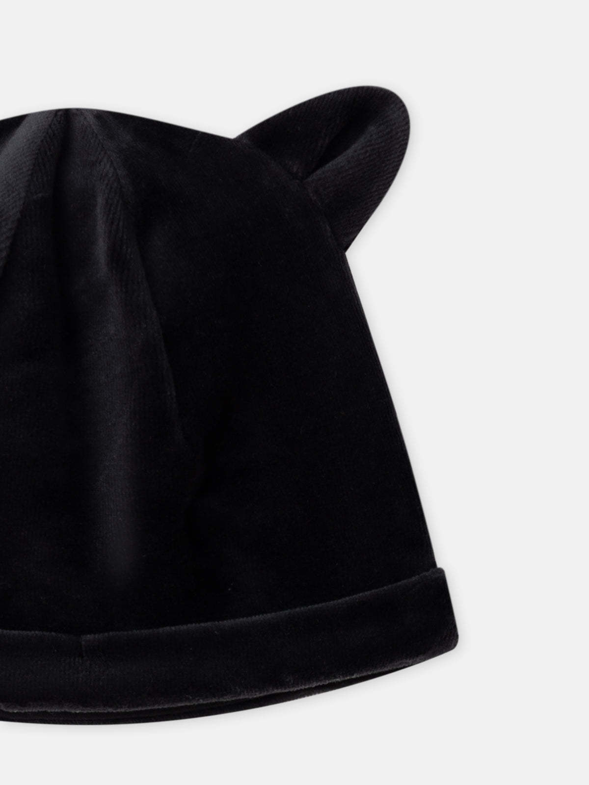 Black Velvet Cat Sleepsuit + Hat for Baby Girls