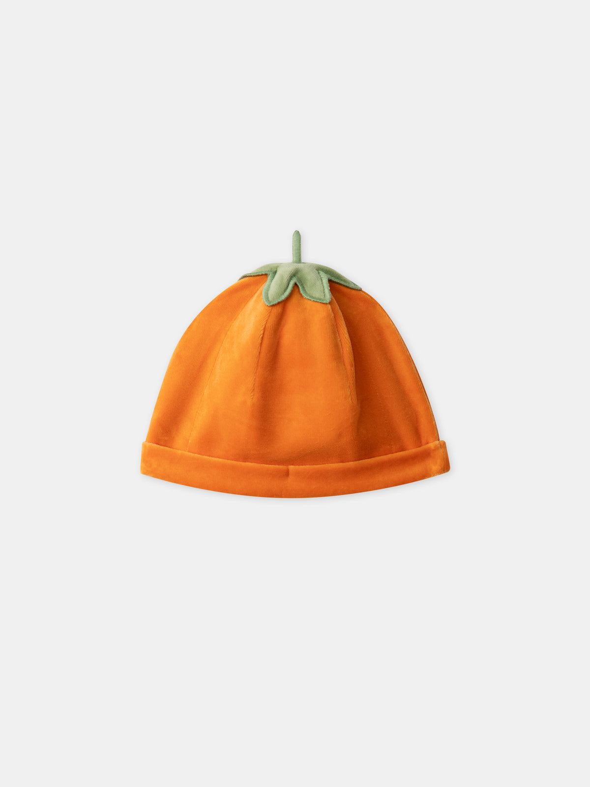 Orange Velvet Pumpkin Sleepsuit + Hat for Baby Boys