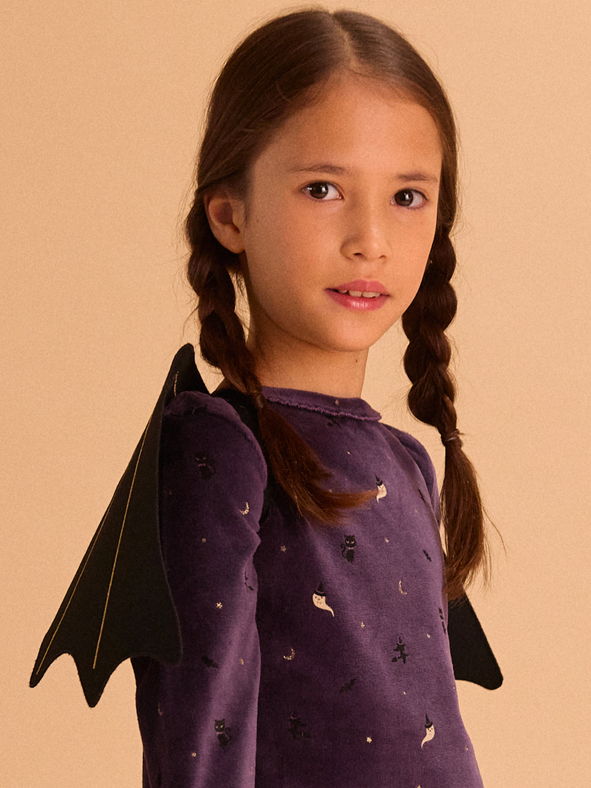 Purple Halloween Pyjamas + Bat Wings for Girls