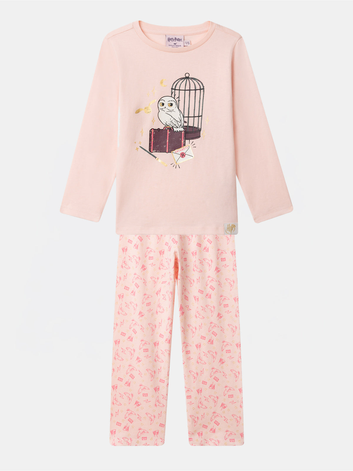 Harry Potter Pink Pajama Printed Owl Hedwig Girl