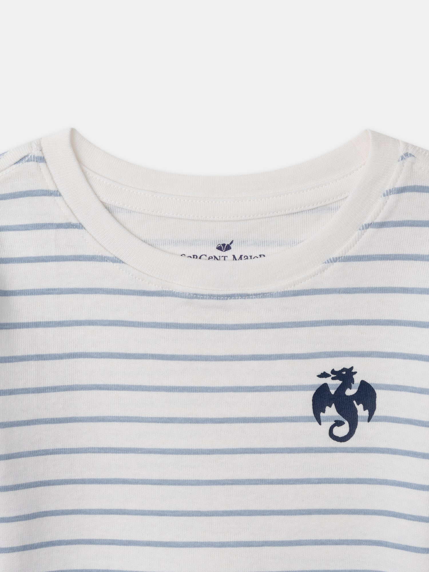 Lot of 2 ecru t-shirts with dragon print or blue stripes for boys