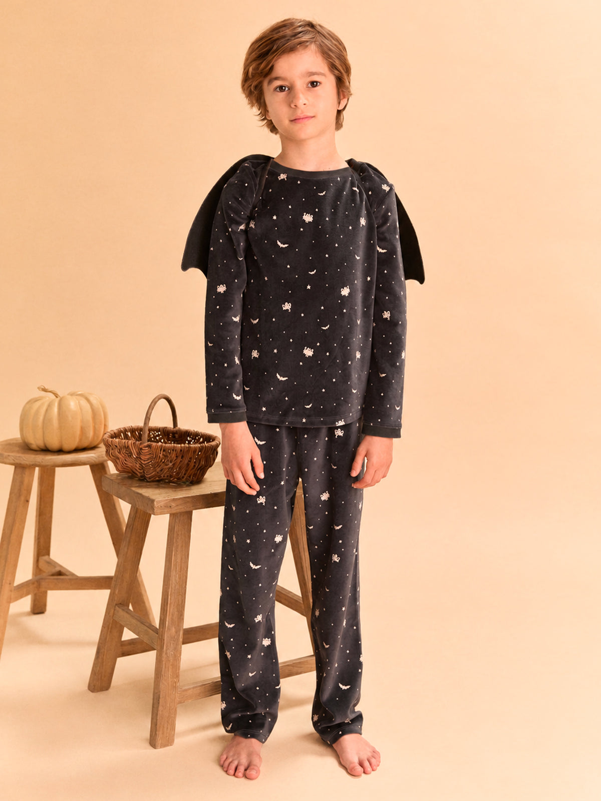 Black Halloween Pyjamas + Bat Wings for Boys